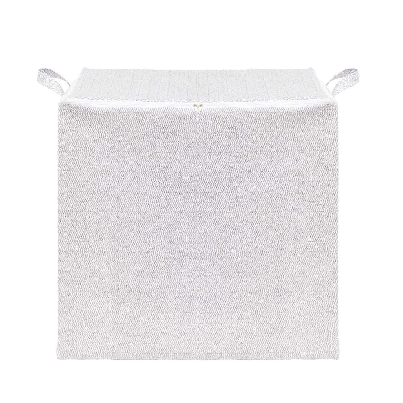 Sac panière de rangement 150L pliable tissu gris et blanc 45x45xH56cm