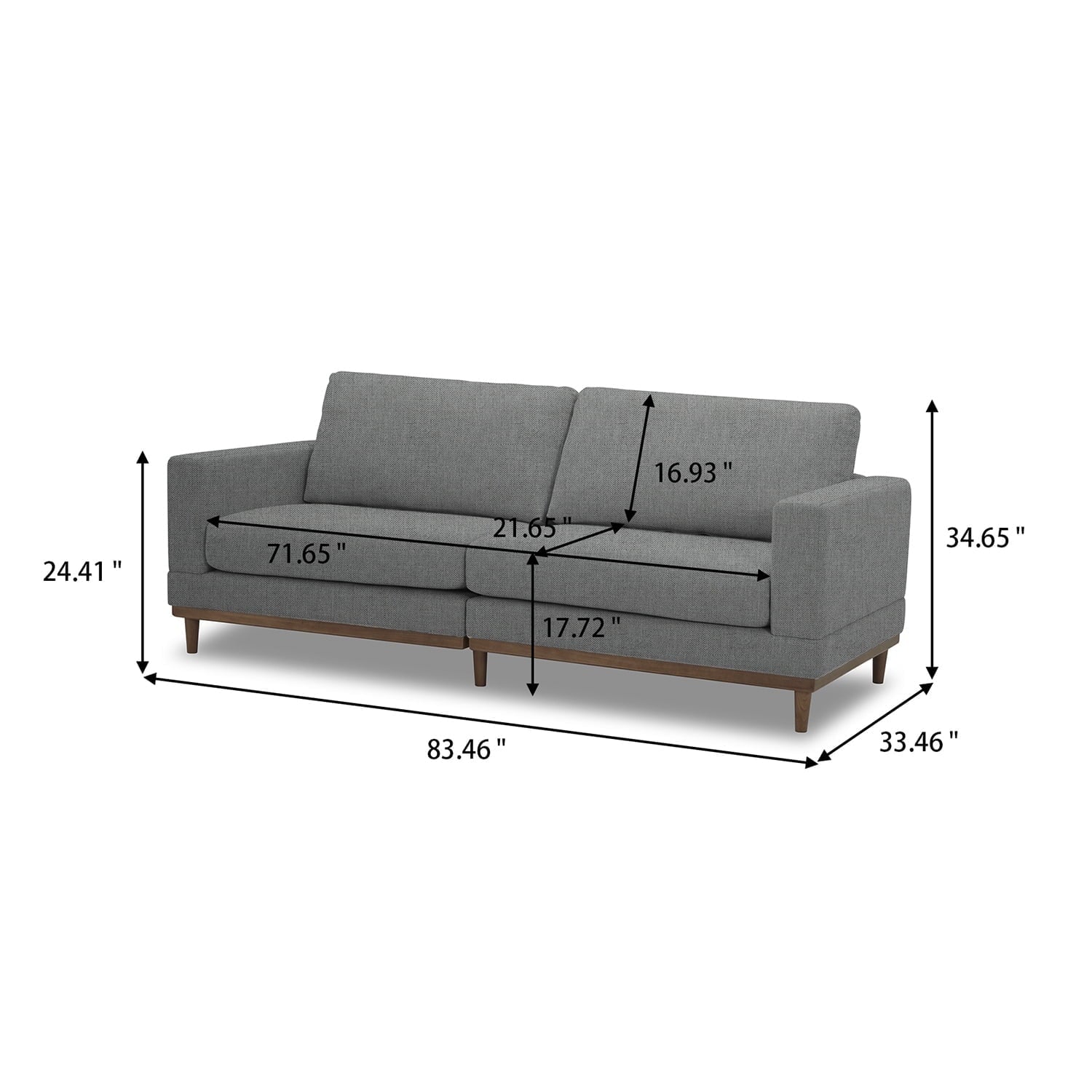 Better Homes & Gardens Springwood Wood Frame 83.46 Couch, Beige Velvet