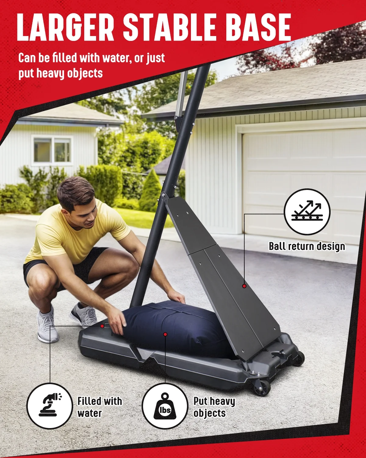 Basketball Hoop with 4.8-10 feet Height Adjustable for Kids/Adults, Portable Basketball Goal with 44 inch Backboard and 2 Wheels for Outdoor/Indoor Sports(Black) - Image 10