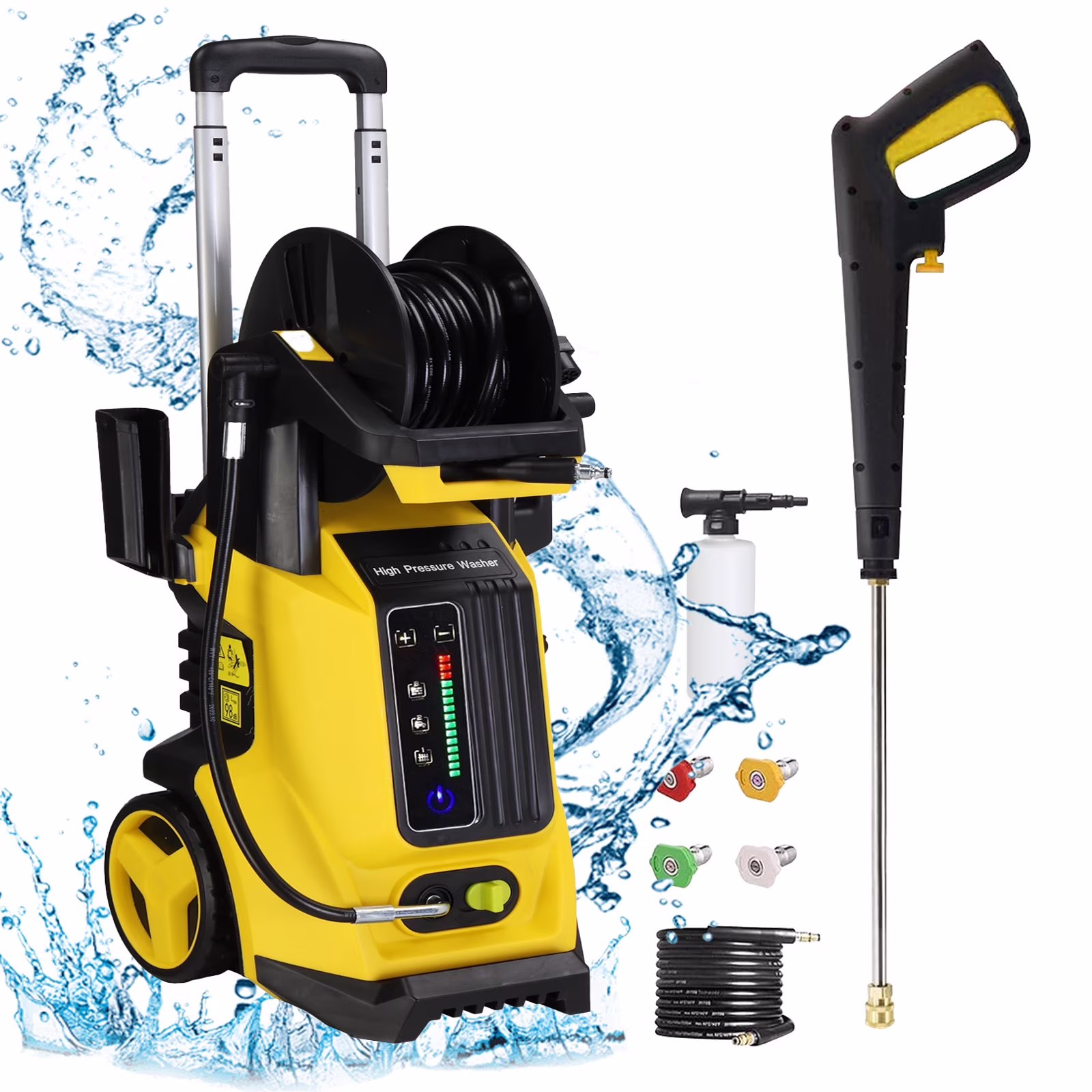 Max 3800PSI 2.6GPM Power Washer, Seizeen Electric High Pressure Washer for Outdoor Car House Garden Deck Use, Multipurpose Water Cleaner Washer w/ Foam Cannon, 4 Nozzles, Long Hose