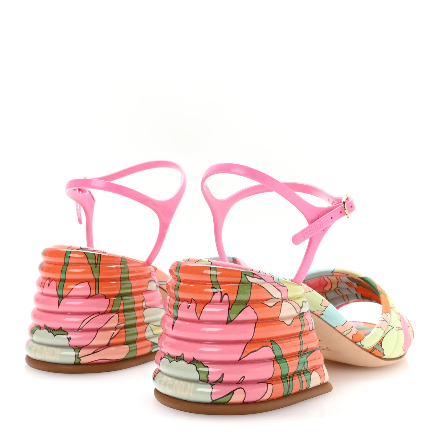 Fabric Calfskin Promenade Slingback Sandals 35 Arancio Multicolor Lipstick