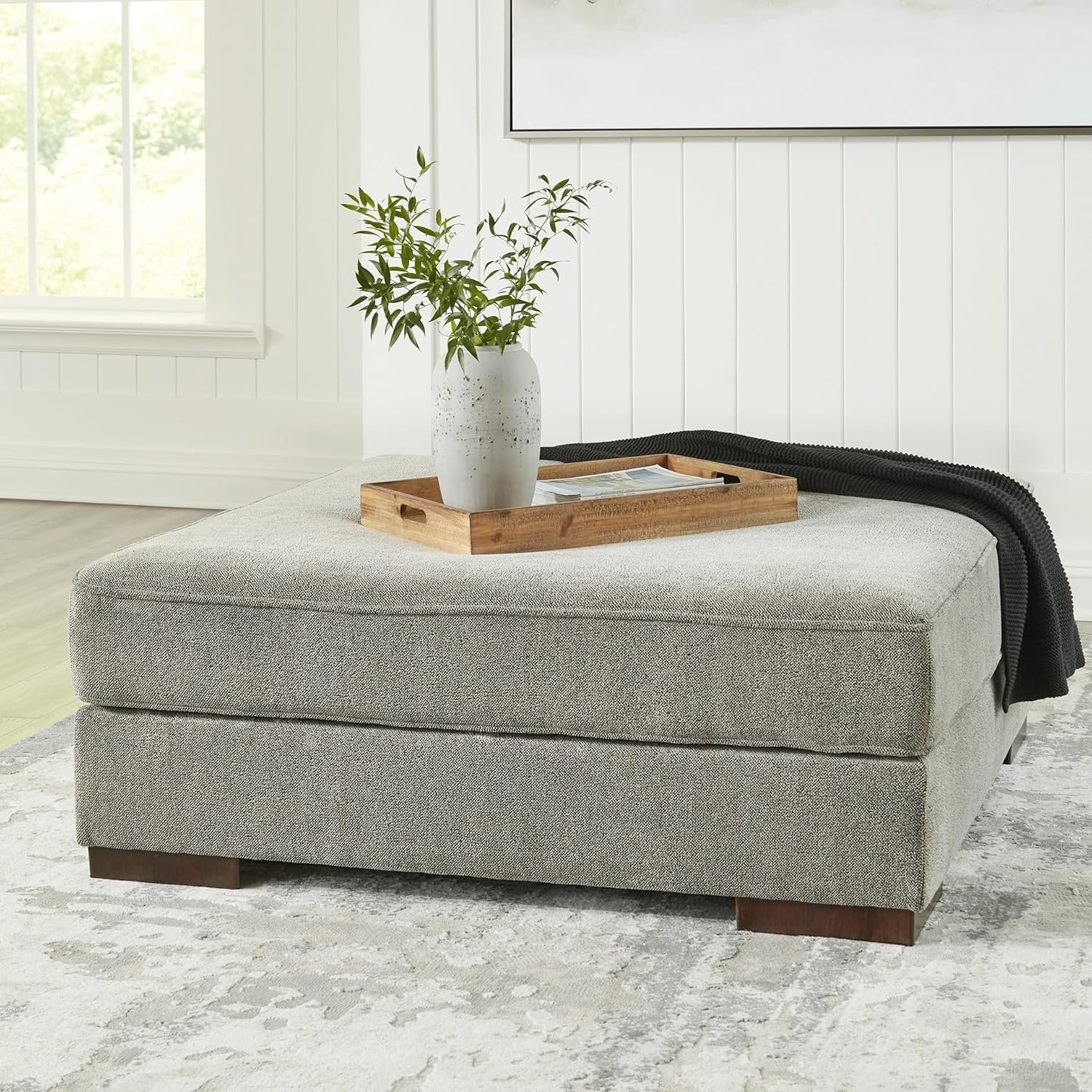 Signature Design by Ashley Bayless Modern Oversized Accent Ottoman, Gray