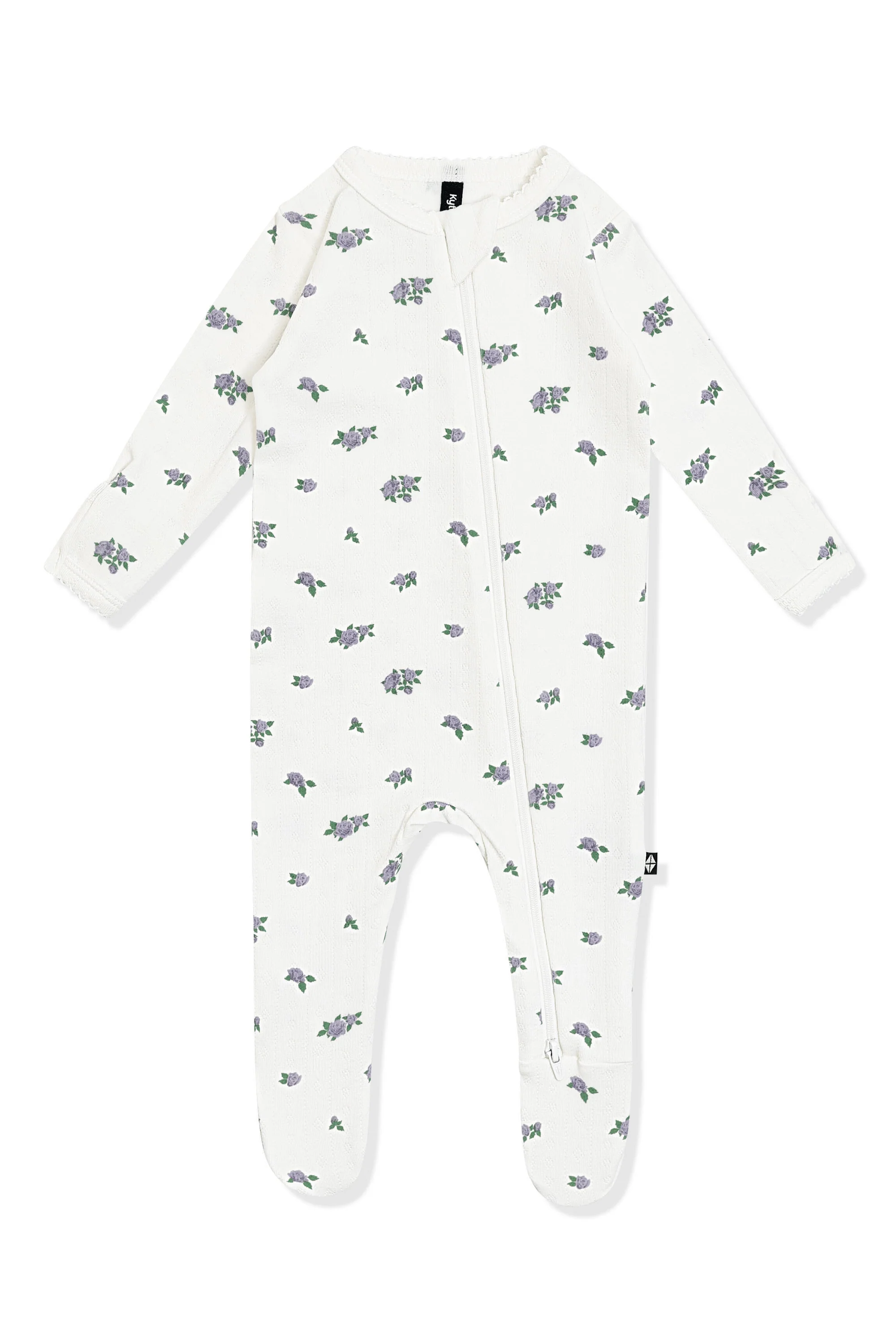 Pointelle Zippered Footie in Spray Rose