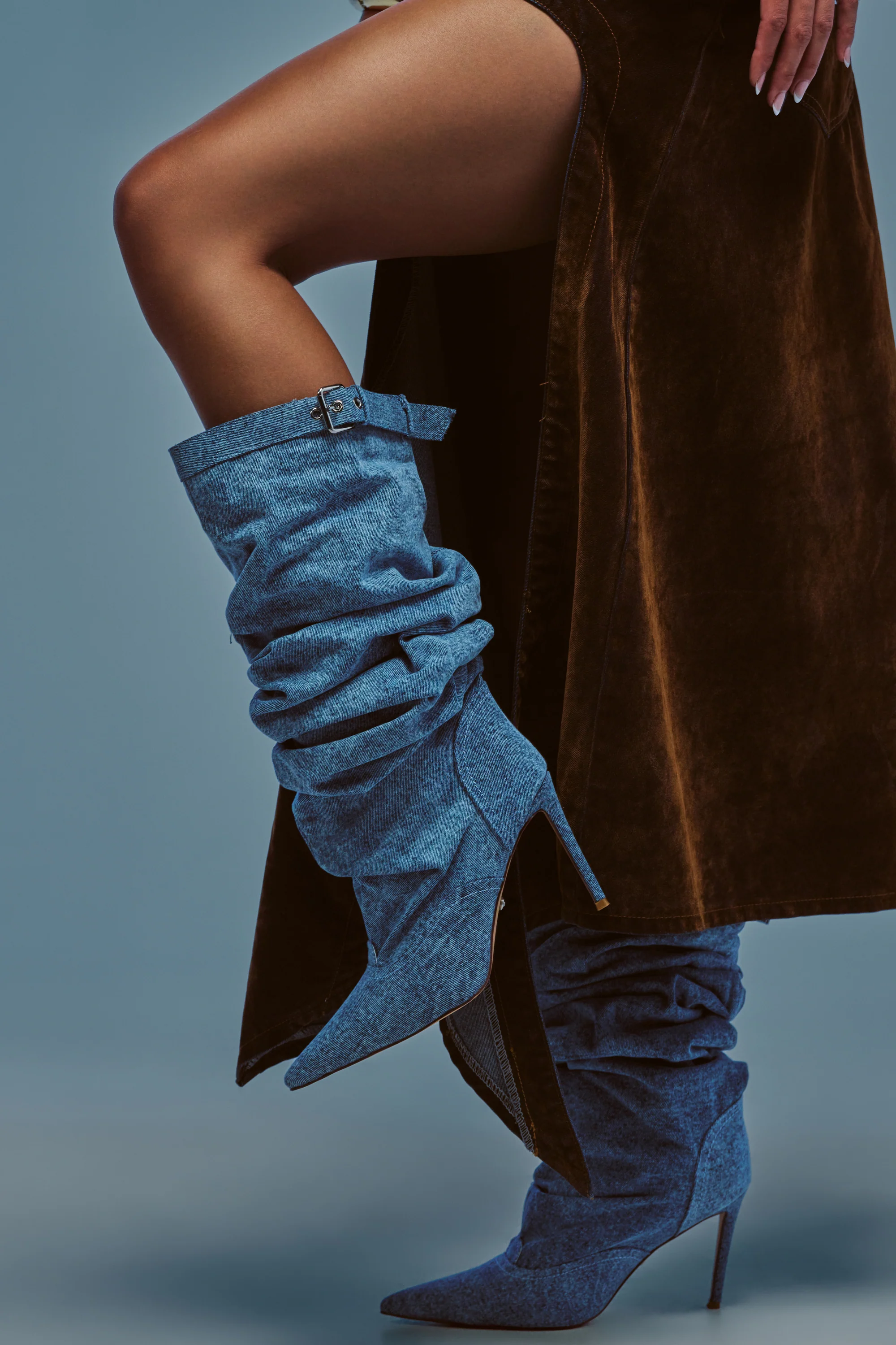 AZALEA WANG DARIA DENIM STILETTO BOOT - Akira Store