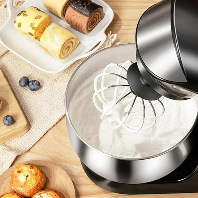 Robot pâtissier HKEEY - Bol en acier inoxydable de 5,5 litres, robot culinaire, batteur électrique de cuisine avec crochet pétrisseur, fouet et batteur