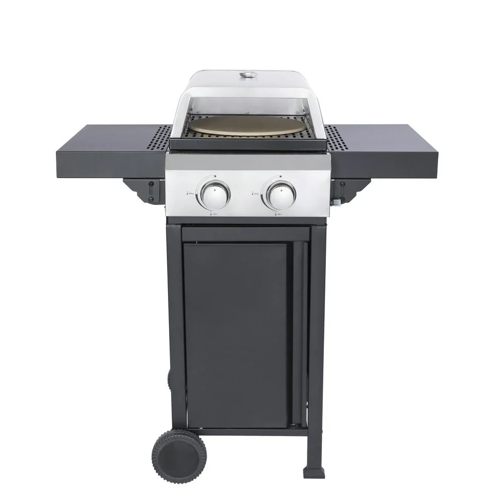 GVN Garden Grill, Patio Backyard Barbecue Grill,2-Burner Propane Gas BBQ Grill, Pizza Box, 24600BTU Output With Wire Enamel Cooking Grids