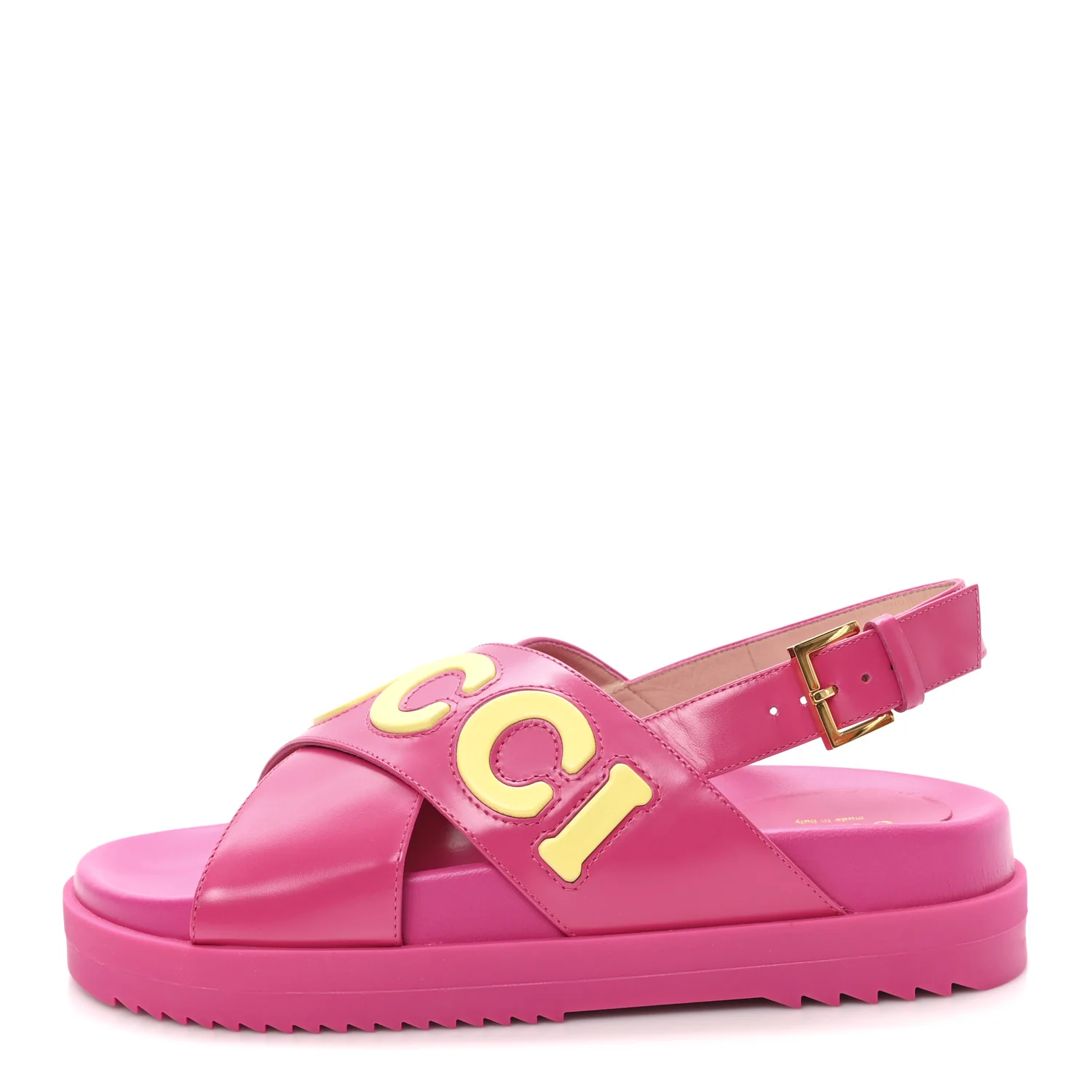 Calfskin Elizabeth Nappa Charlotte Logo Slingback Sandals 36.5 Fancy Fuchsia