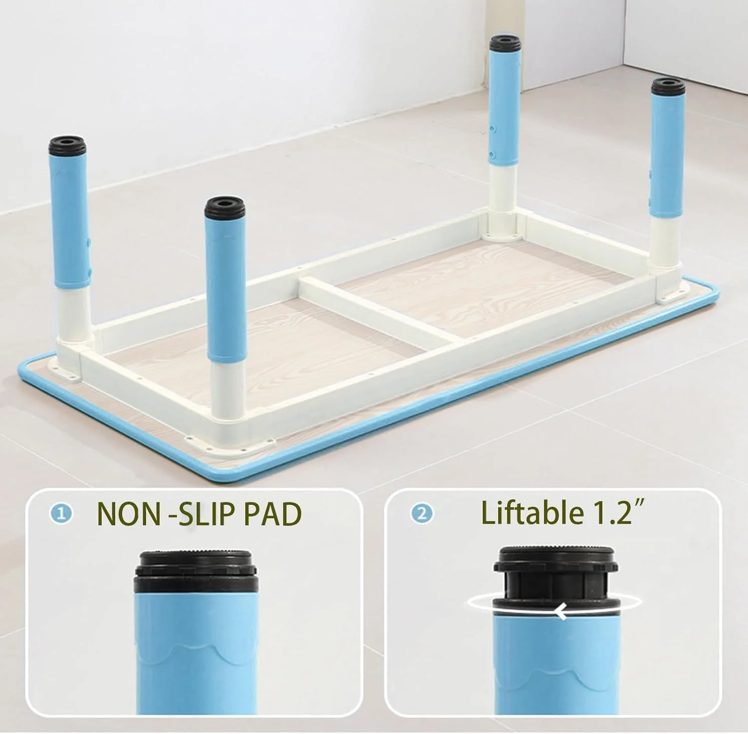 Kids Table and Chairs,Height Adjustable Toddler Table and 6 Chair,Multi-Activity Table with Graffiti Desktop Non-Slip Legs for Ages 2-10,Children Activity Table for Daycare,Classroom,Blue(Blue) - Image 4