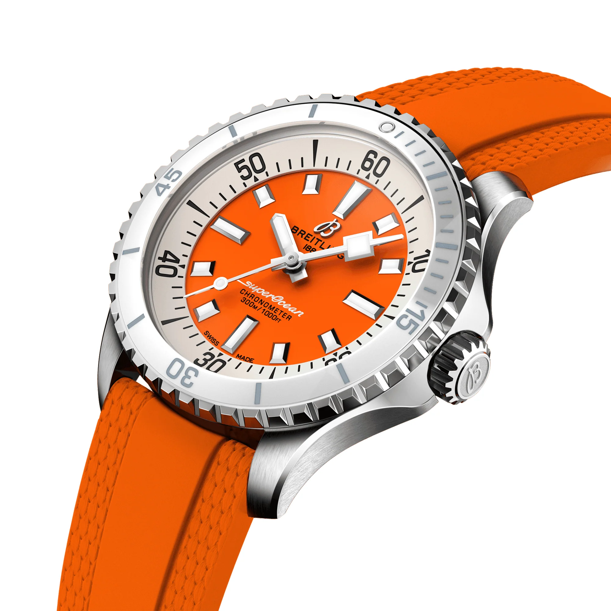 [Super Clone]【Free Shipping】BREITLINGSuperocean 36mm Orange Dial Ladies Automatic Strap Watch