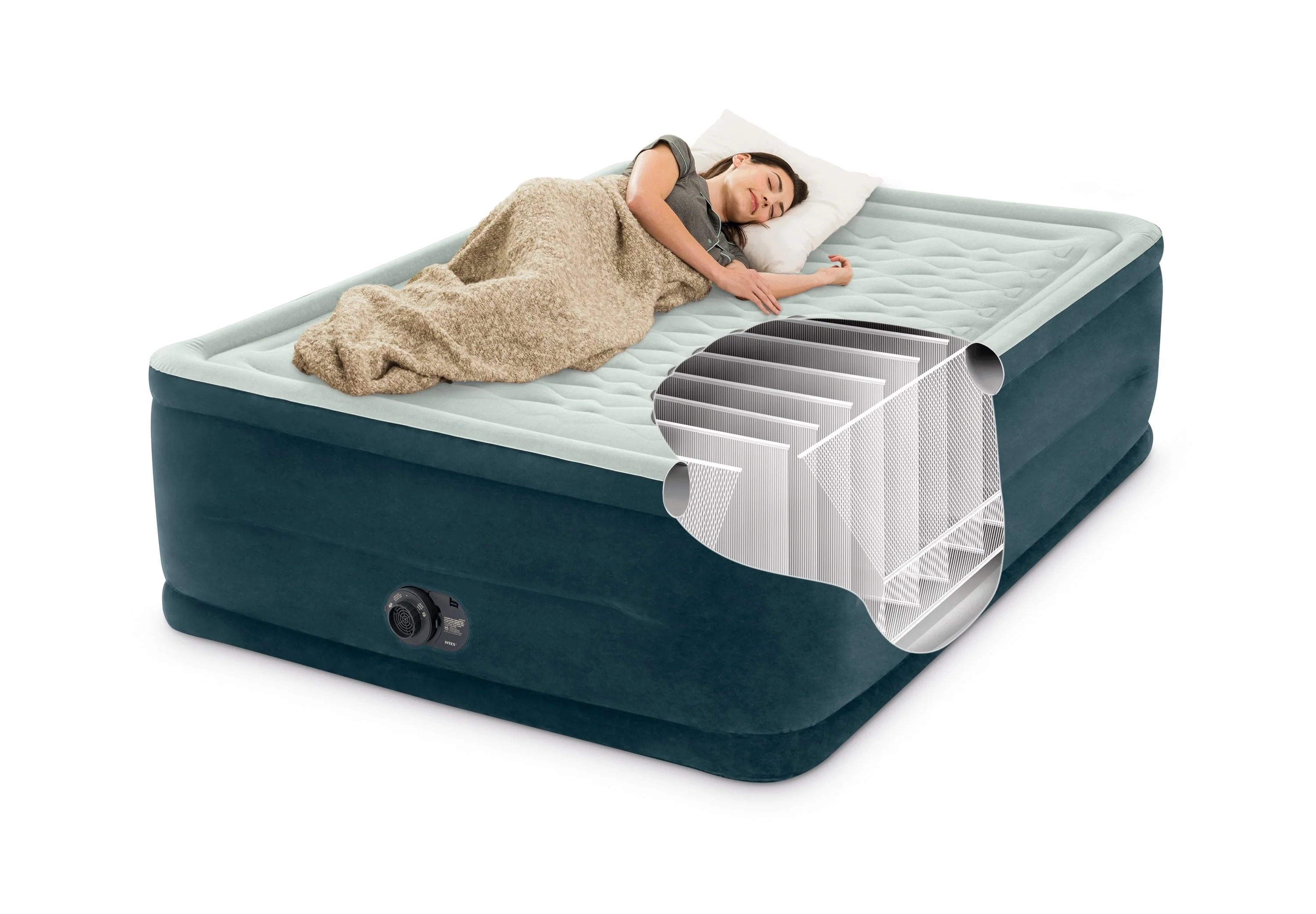 24" Dream Lux Pillow Top Dura Beam Airbed Mattress with Internal Pump Queen(Full) Image 3