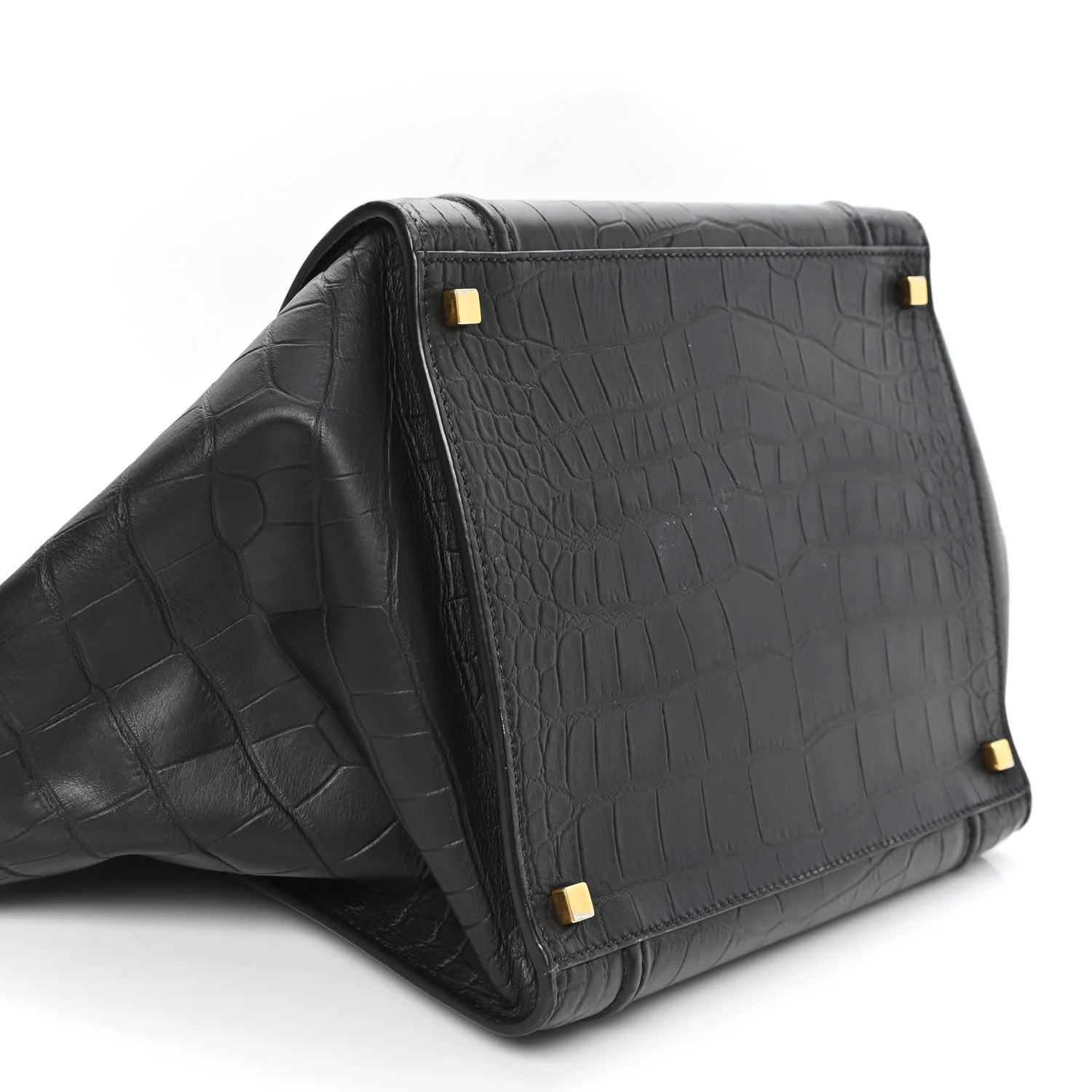 Crocodile Embossed Calfskin Medium Phantom Luggage Black