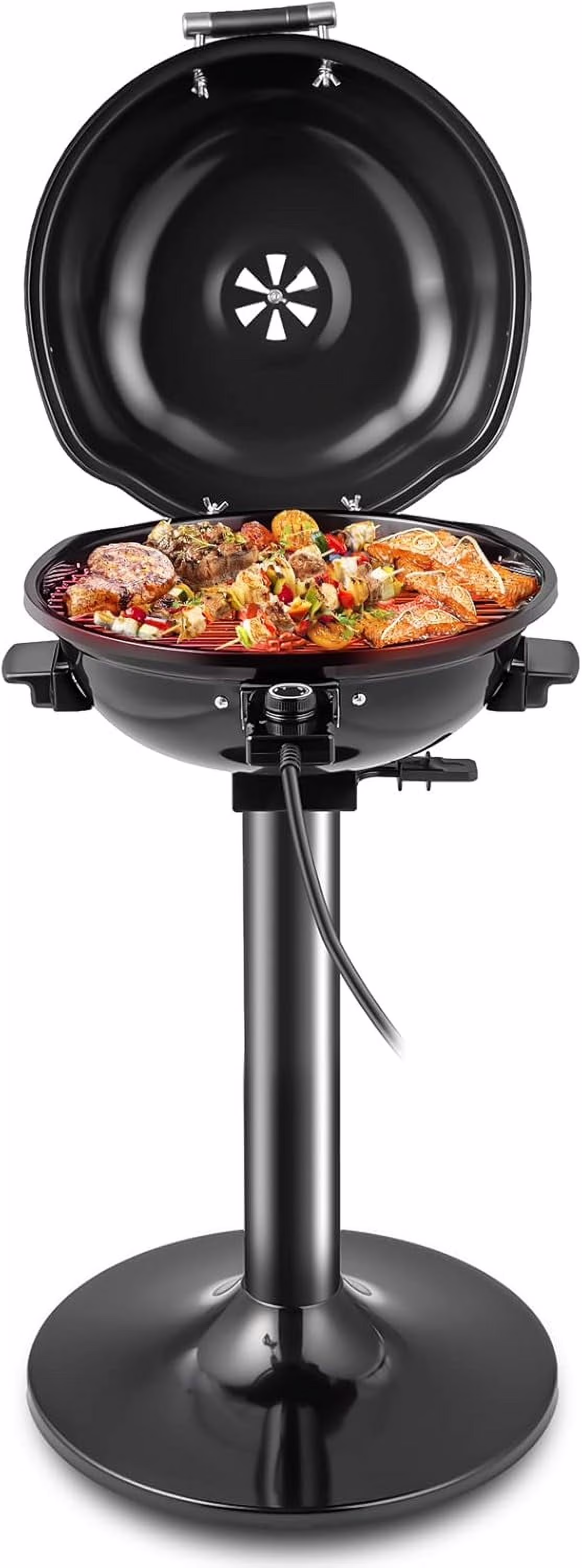 NALYL 1600W Outdoor Electric Grill BBQ Grill for 15-Serving, Electric Barbecue Grill for Indoor & Outdoor Use, Portable Stand BBQ Grill for Patio Balcony Kitchen Garden