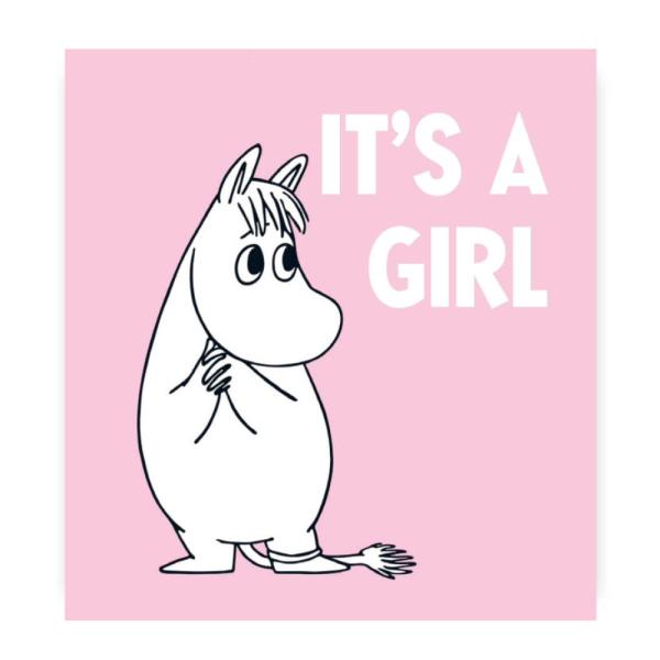 Mummi kort dobbelt It's a girl rosa