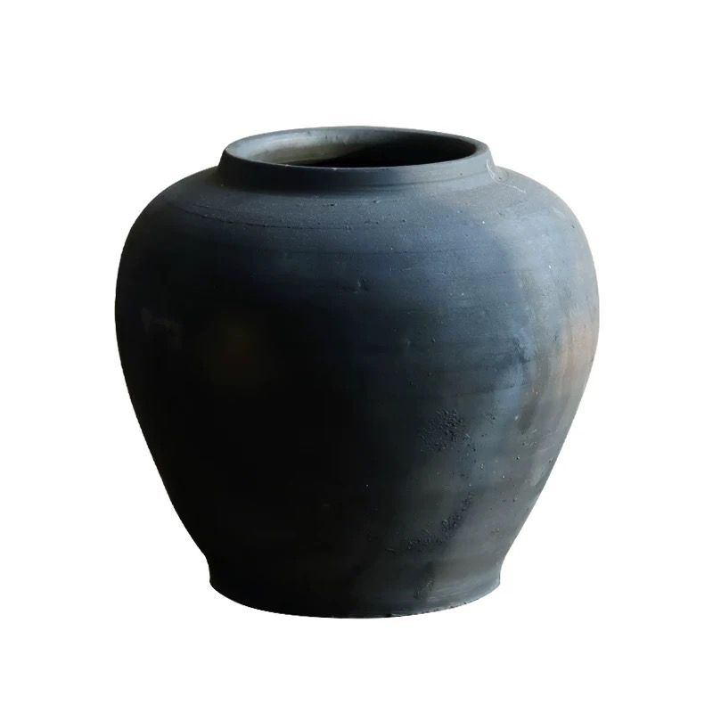 Home Decor Vintage Terracotta Vase Floor Decoration Black Bud Large Ceramic Vases for Flowers