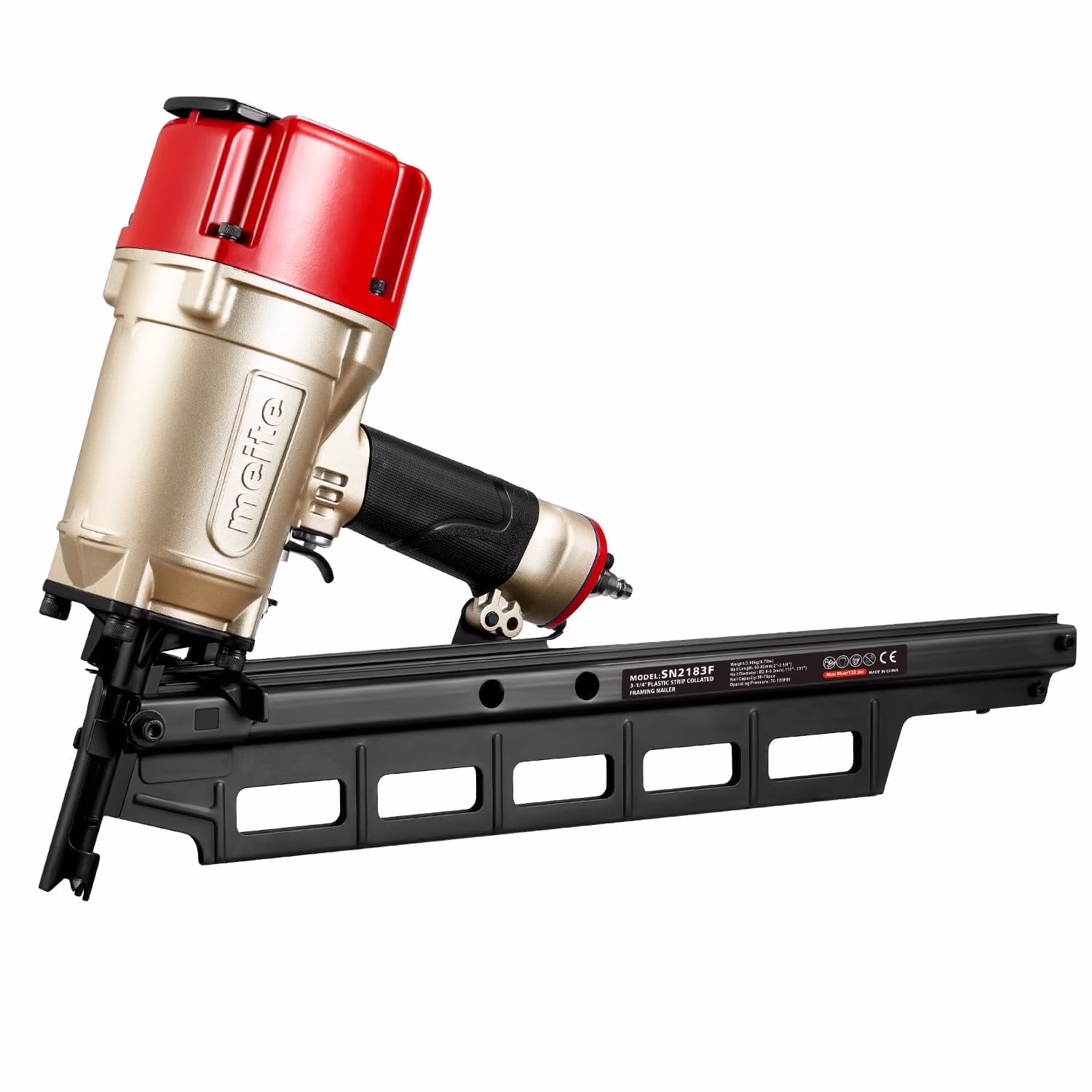 Meite SN2183F Pneumatic Framing Nailer 21 Degree 2 to 3-1/4 Length Plastic Plastic Collated Round Head Framing Nail Gun