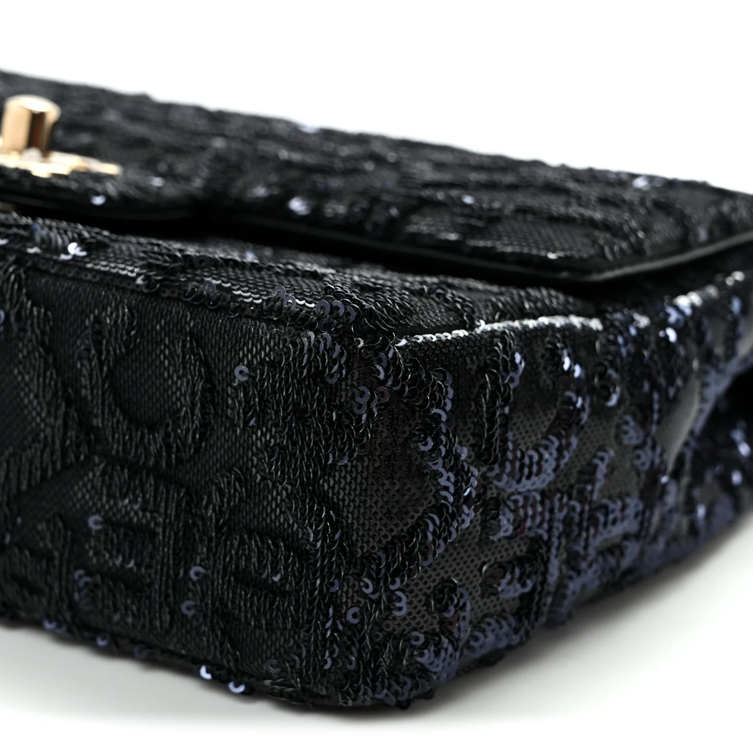 Sequin Quilted Small Single Flap Black