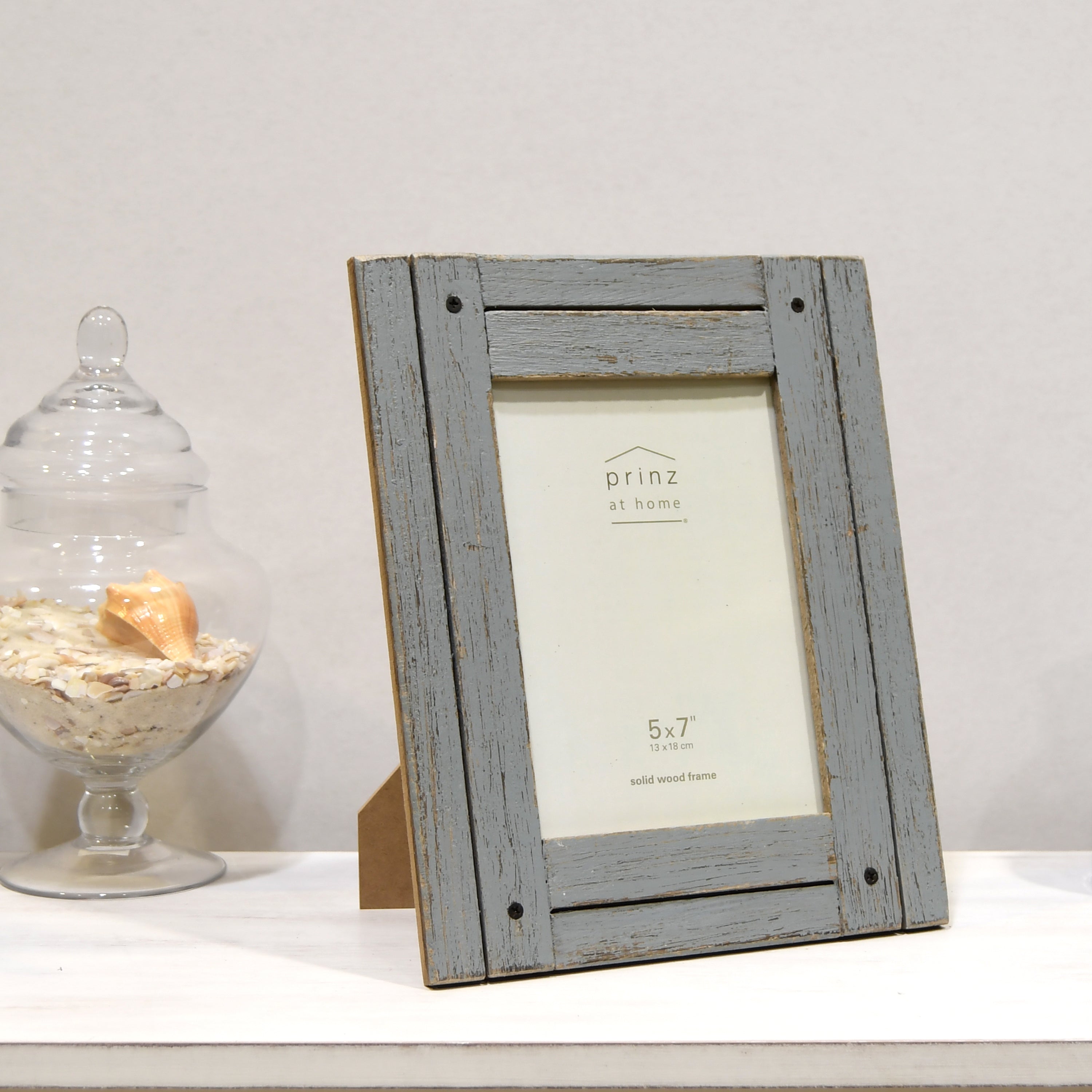 Homestead 5-inch x 7-inch Rustic Wood Picture Frame, Distressed Gray