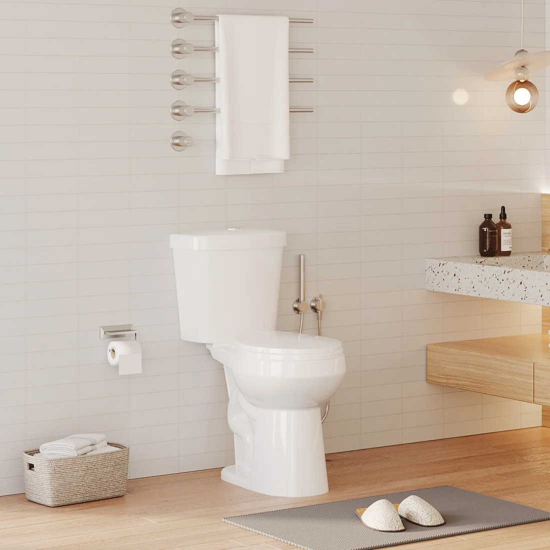 21" Toilet, Two-Piece Toilet, ADA Toilet with Dual Flush, Elongated Toilets for Bathrooms with Soft Close Seat, Universal Height with 1.28 Siphonic Flush Cotton White(21"High-Elongated/Top Switch) - Image 7