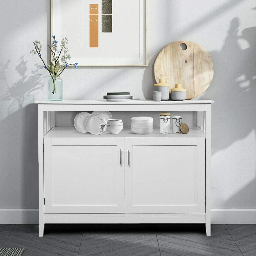 Ktaxon Kitchen Storage Sideboard Dining Buffet Server Cabinet Cupboard, Free Standing Storage Chest Cabinets and Shelf, White