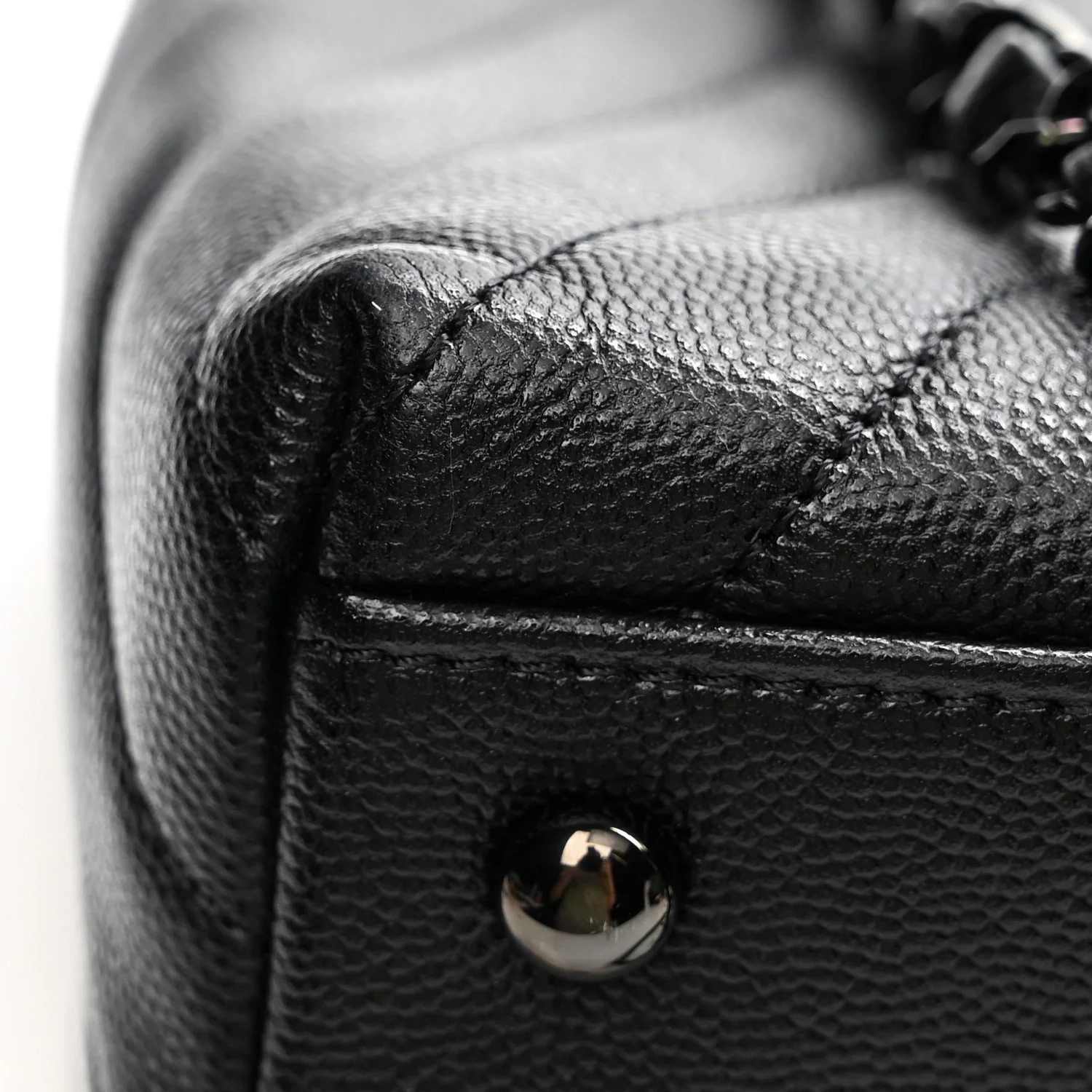Caviar Chevron Quilted Small Coco Handle Flap So Black
