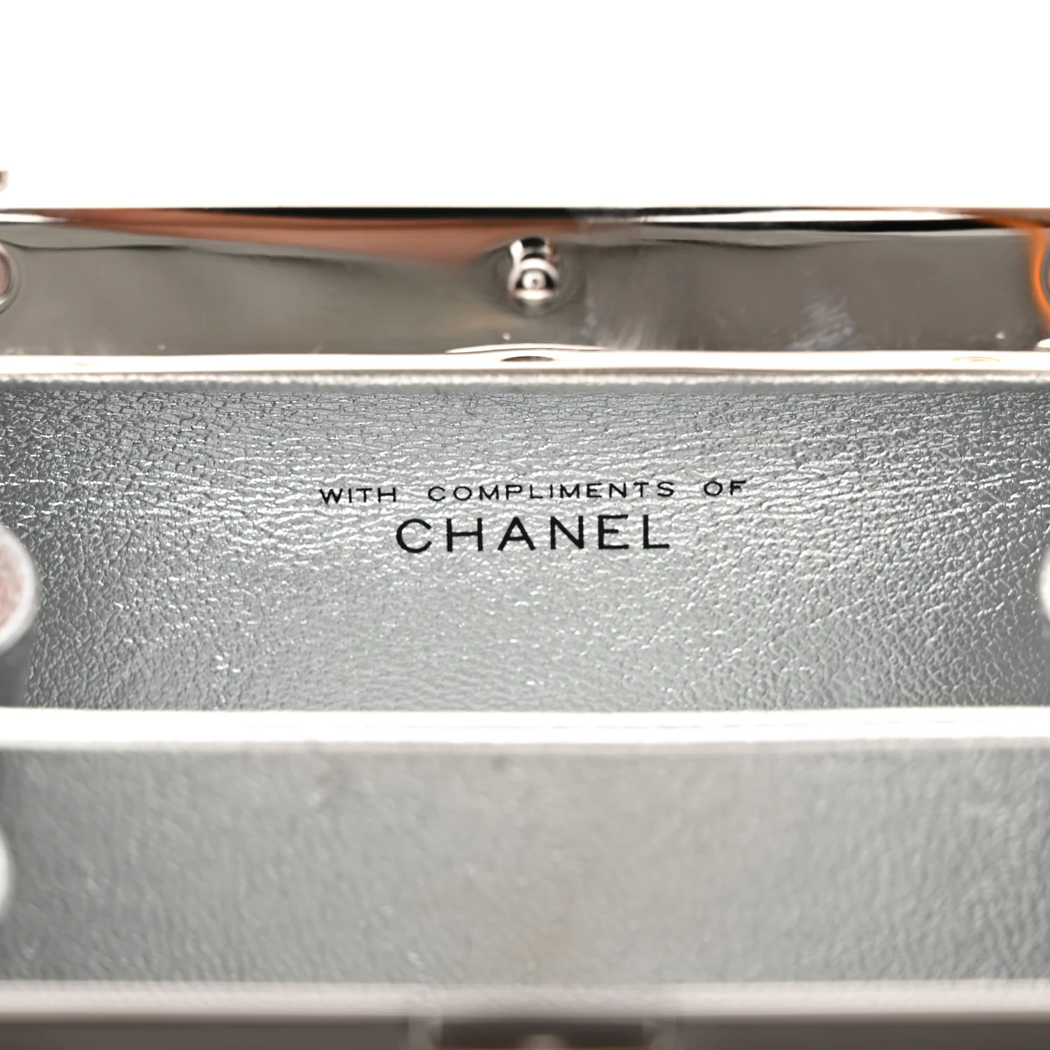 Metallic Calfskin Quilted Box Crossbody Silver