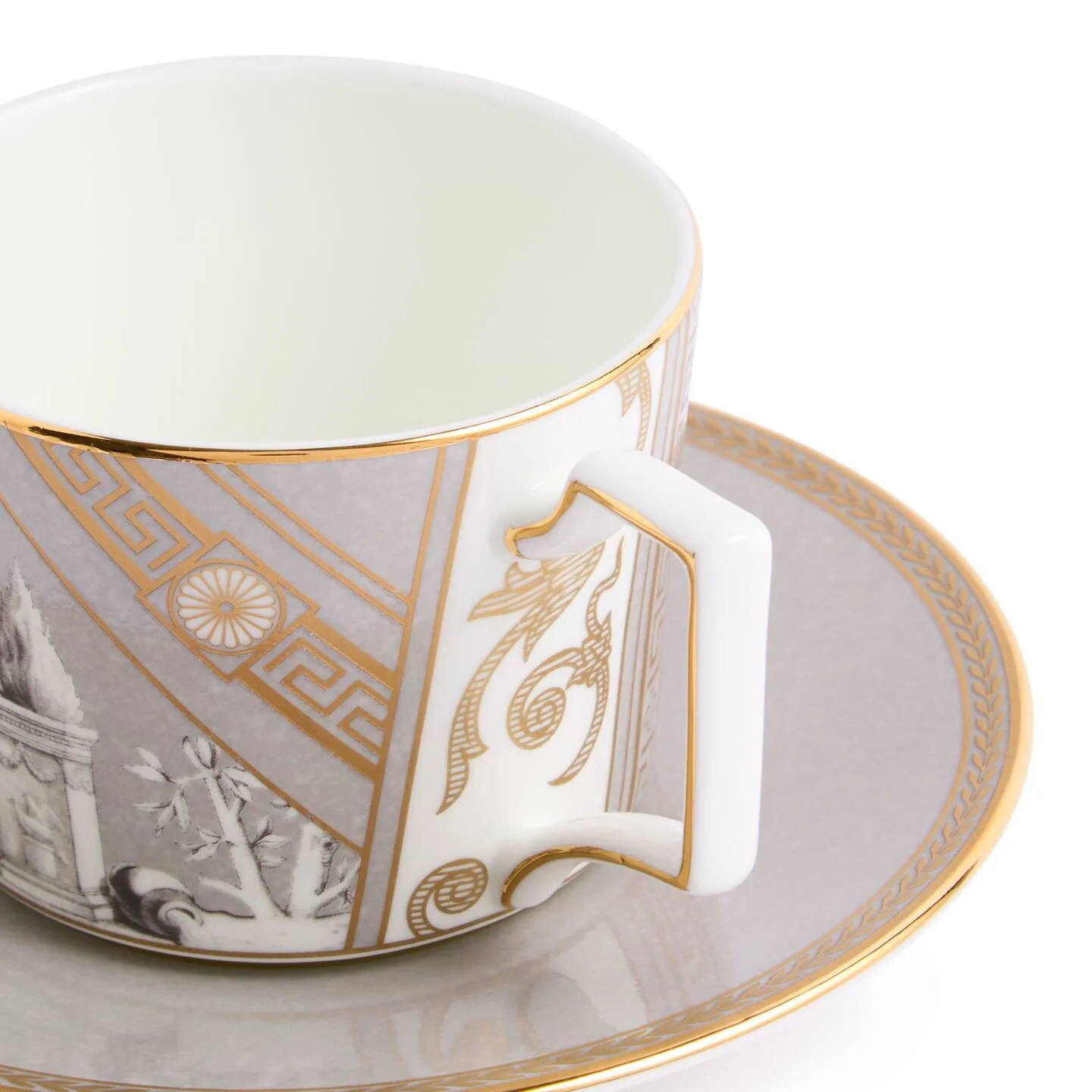 Renaissance Grey Teacup Saucer Set of 2