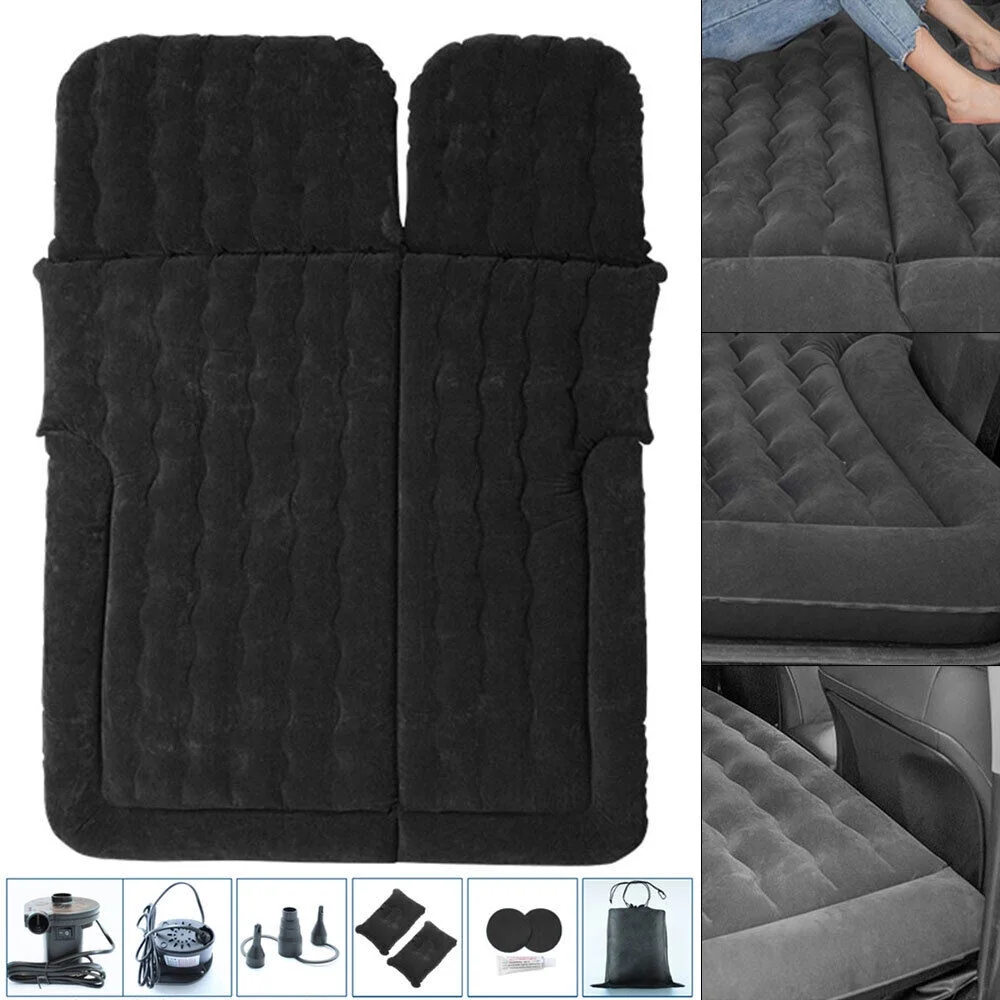 Auto Car Air Mattress Travel Bed PVC Flocking Inflatable Camping Bed with 2 Pillows
