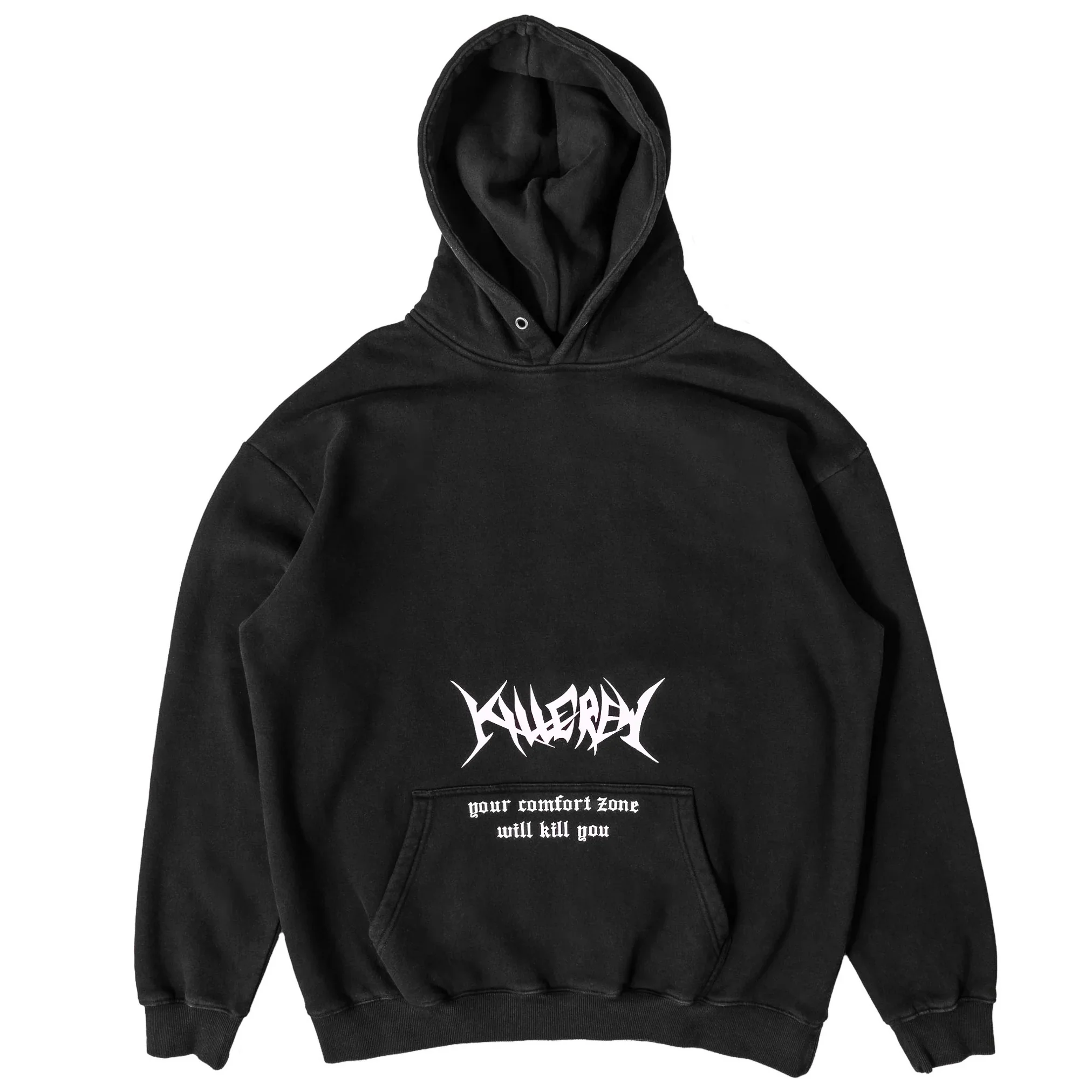 OVERSIZED LUX "COMFORT ZONE" HOODIE - BLACK / WHITE