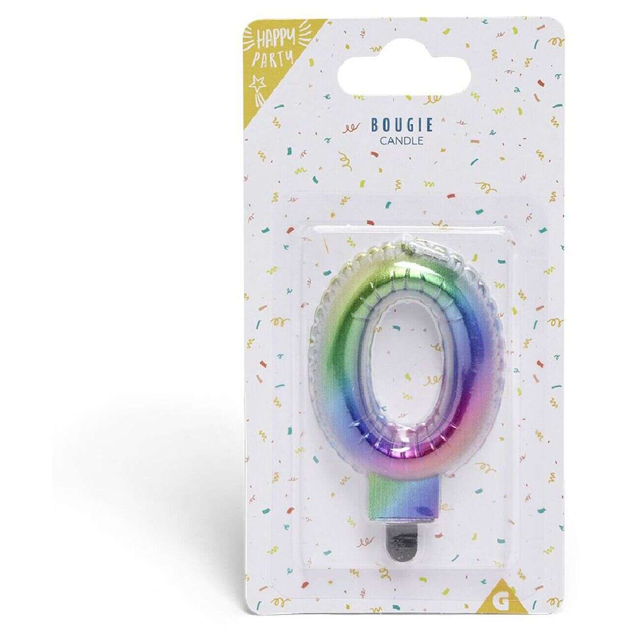 Bougie anniversaire chiffre 0 iridescent