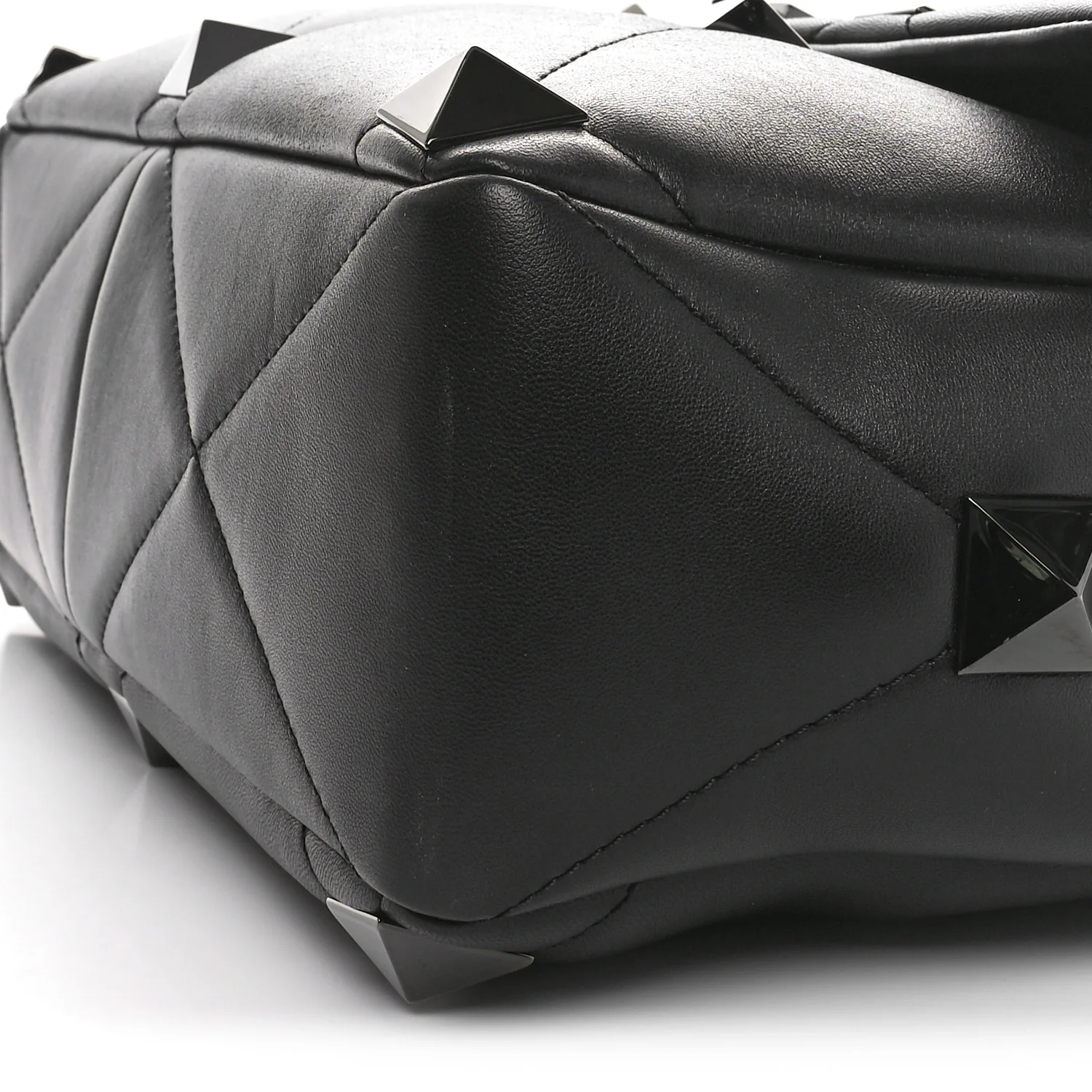 Nappa Monochrome Large Roman Stud Shoulder Bag Black