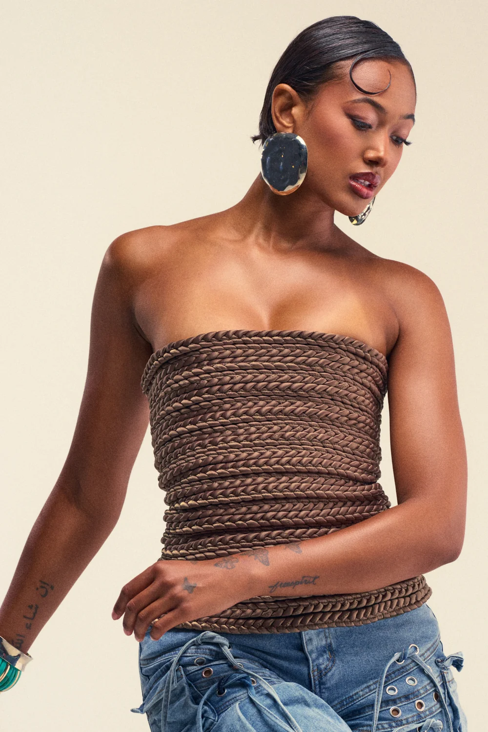 JANE SATIN BRAIDED CORSET - Akira Store
