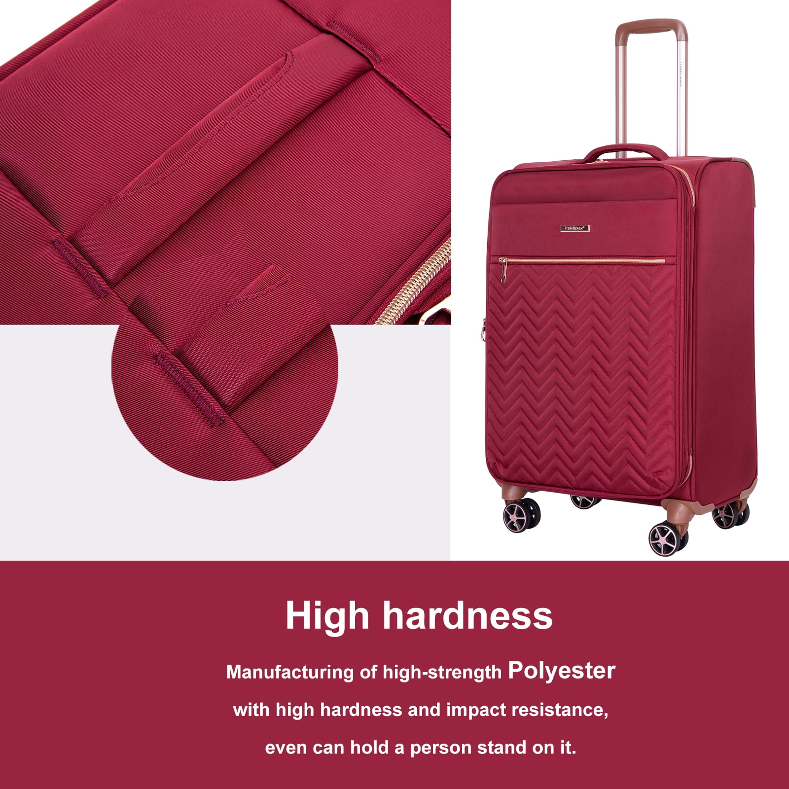 Travelhouse 4 Piece Luggage Set Softside Expandable Lightweight Suitcase with Double Spinner Wheels.(Black)