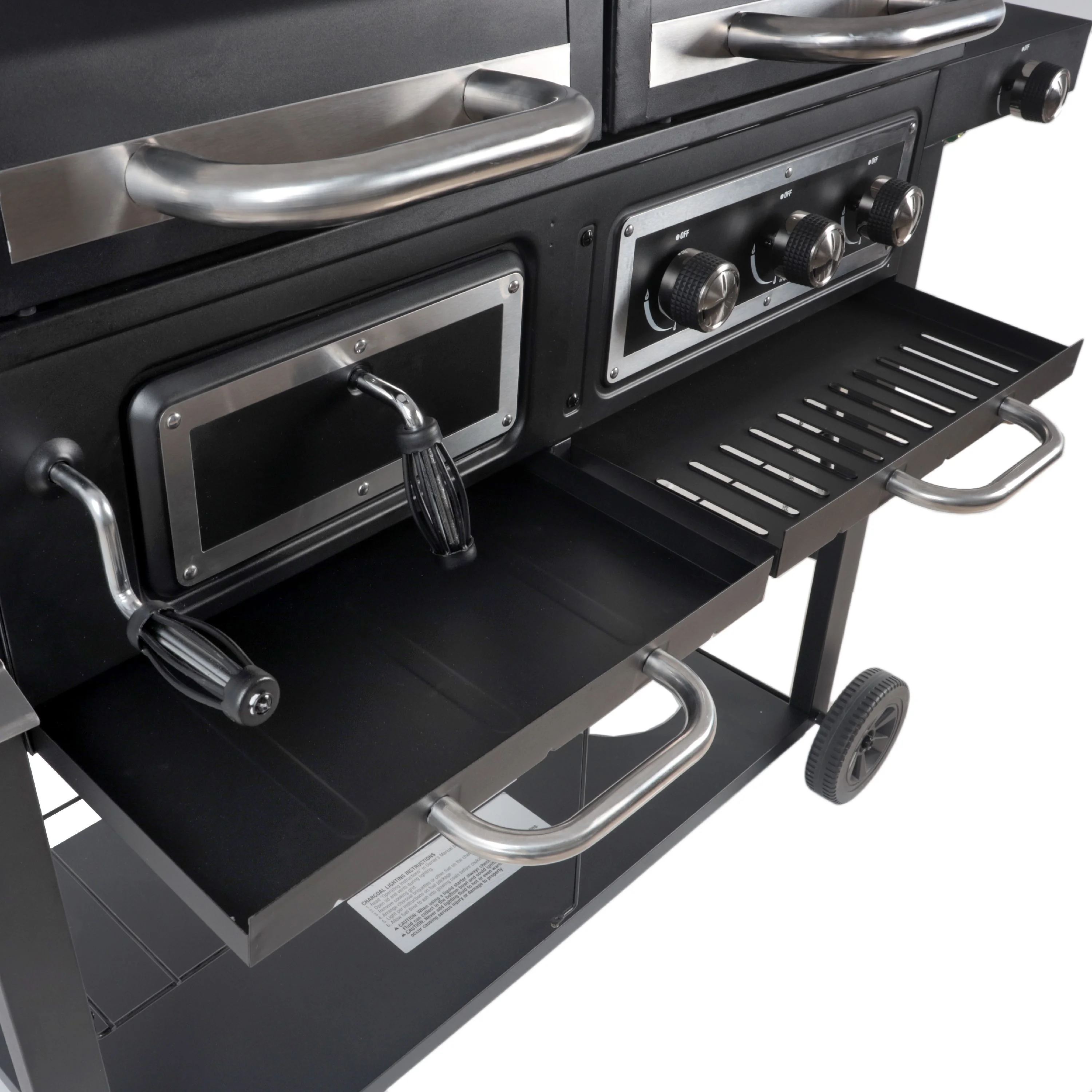 Dual Fuel Gas Charcoal Combo Grill, Black with Stainless - Image 8