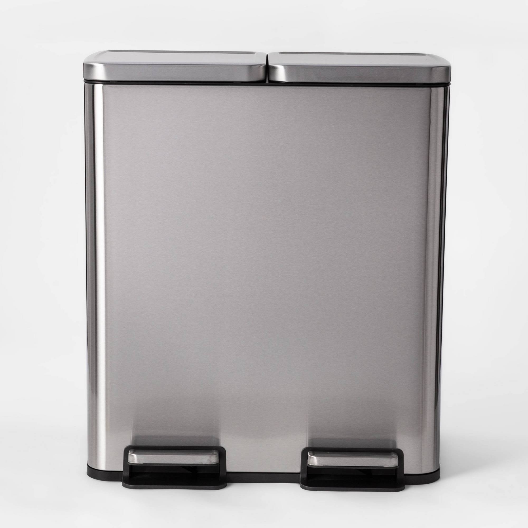60L Stainless Steel Step Trash and Recycle Can - Made by Design