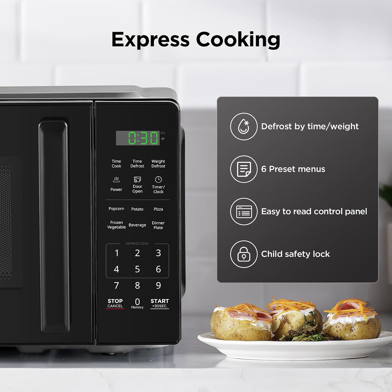 BLACK+DECKER Countertop Microwave Oven 0.7 Cu.Ft, 700W, Child Safety, Black