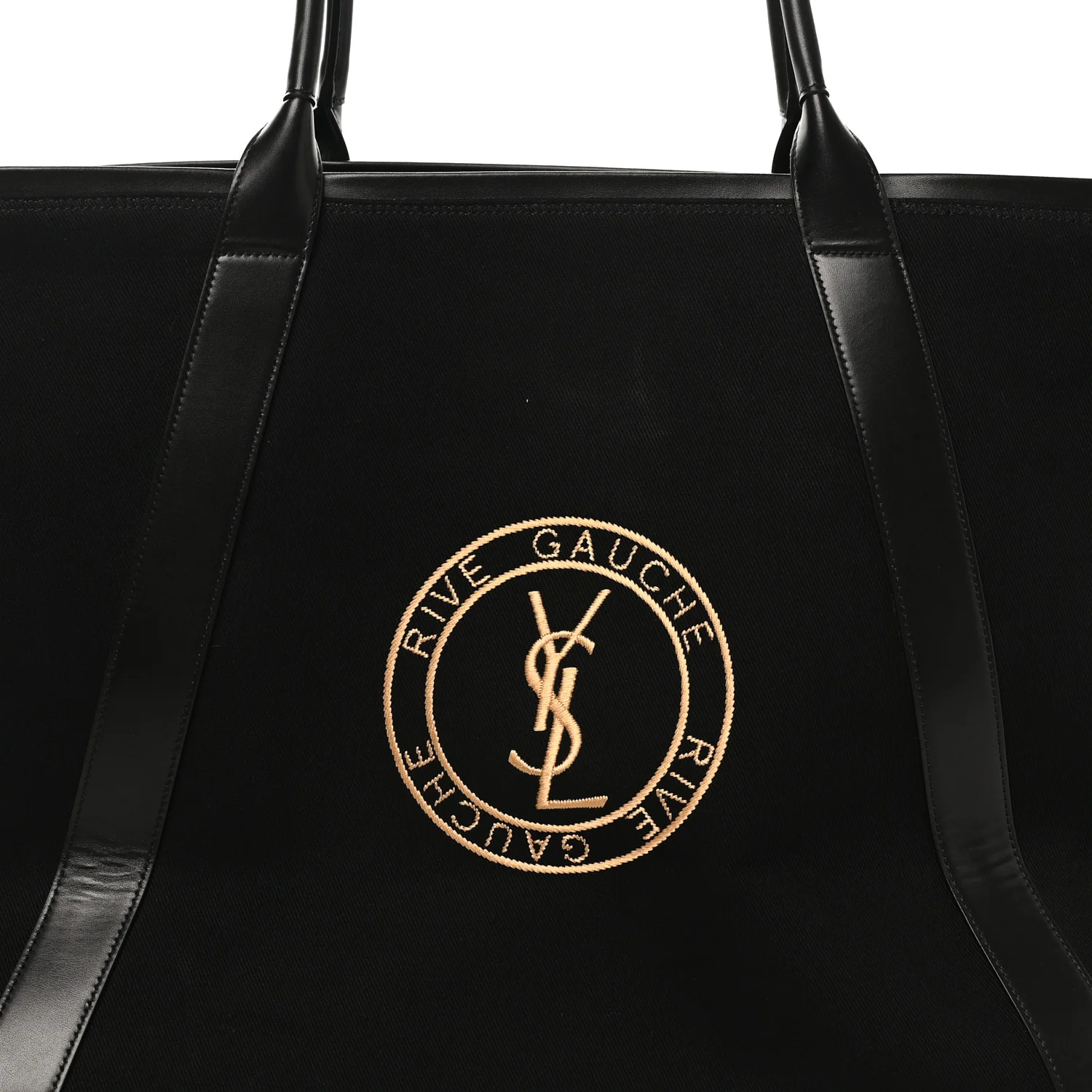 Linen Calfskin Rive Gauche Tote Black