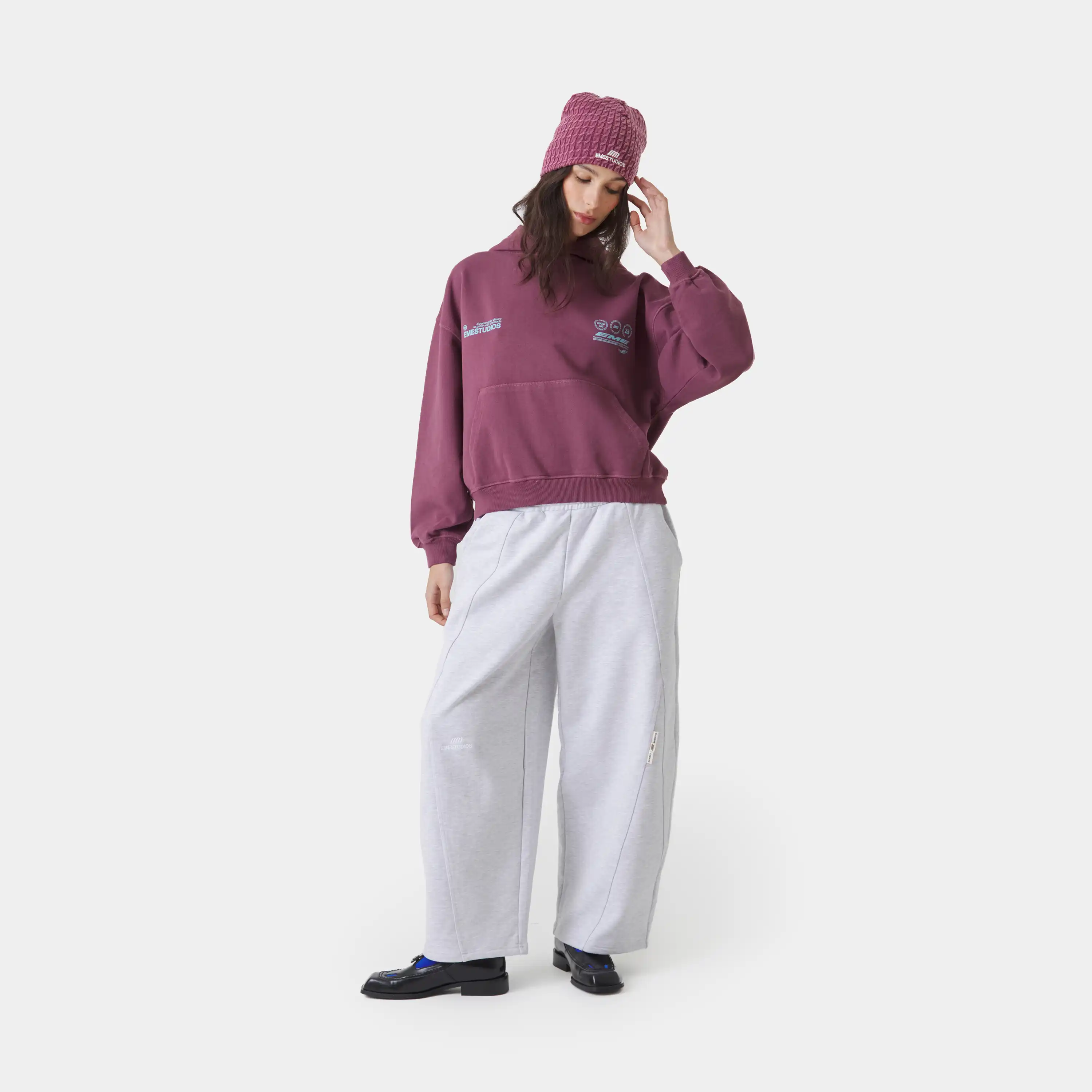 Stamp Maroon Oversized Hoodie
