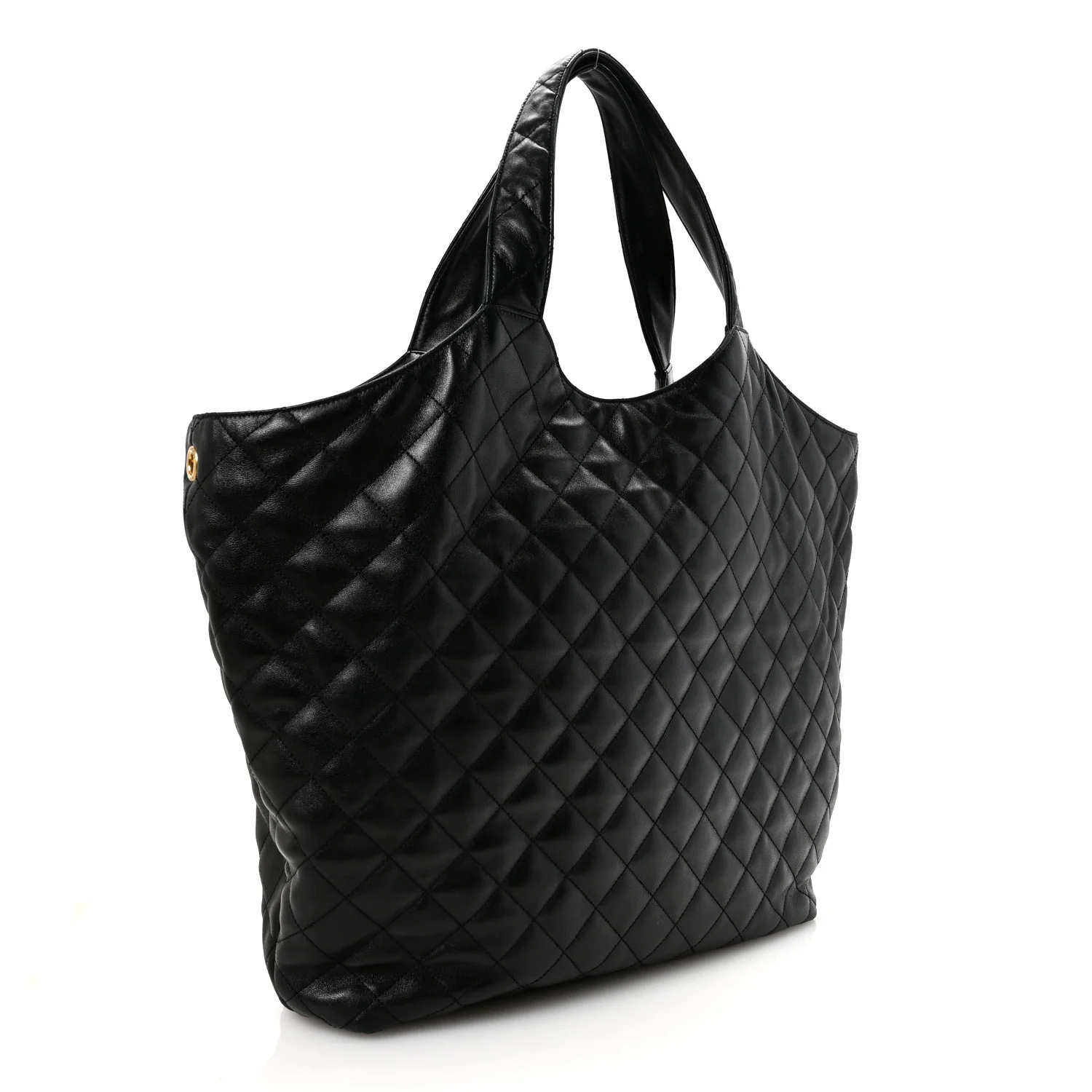 Lambskin Quilted Maxi Icare Shopping Tote Black
