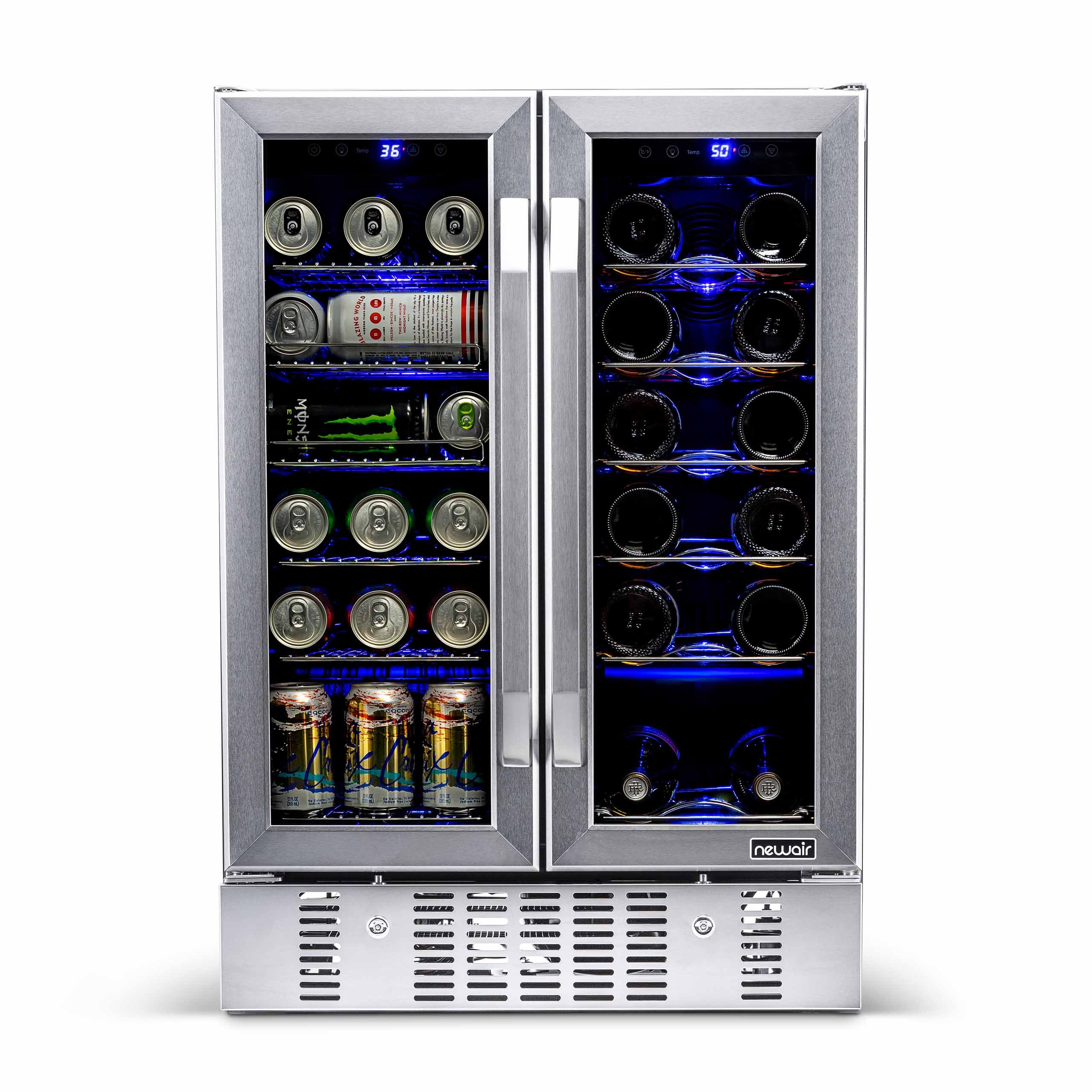 Newair 24” Dual Zone Wine and Beverage Fridge in Stainless Steel