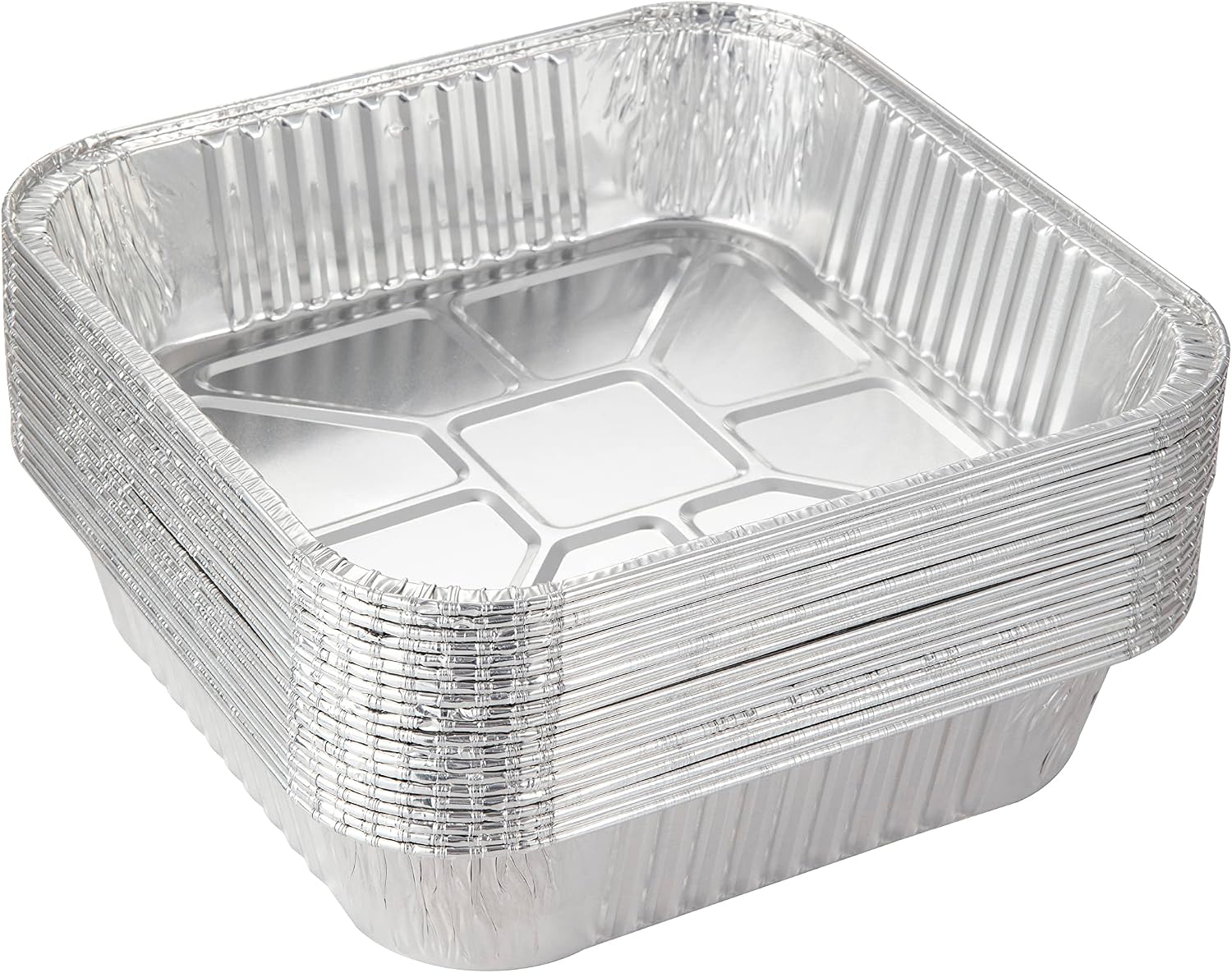 20 Pack Disposable Aluminum Pans with Clear Lids, 8x8 Foil Baking Pan