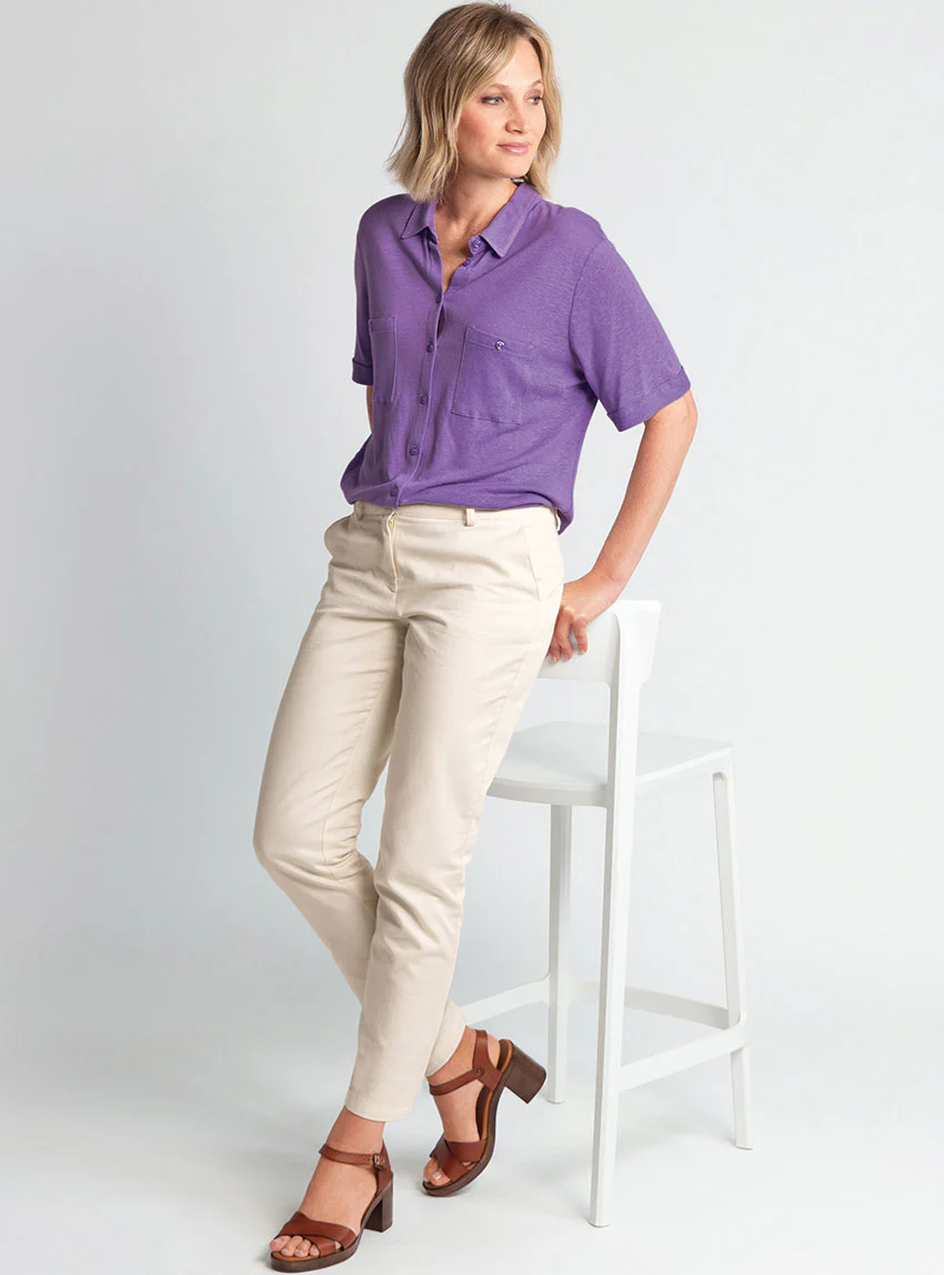 Pantalon chino femme en coton blanc naturel