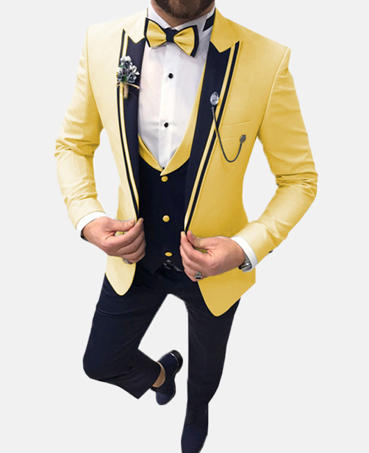Ensemble 3 pièces : blazer élégant à col uni et coutures contrastées, coupe ajustée, grande taille, gilet et pantalon.