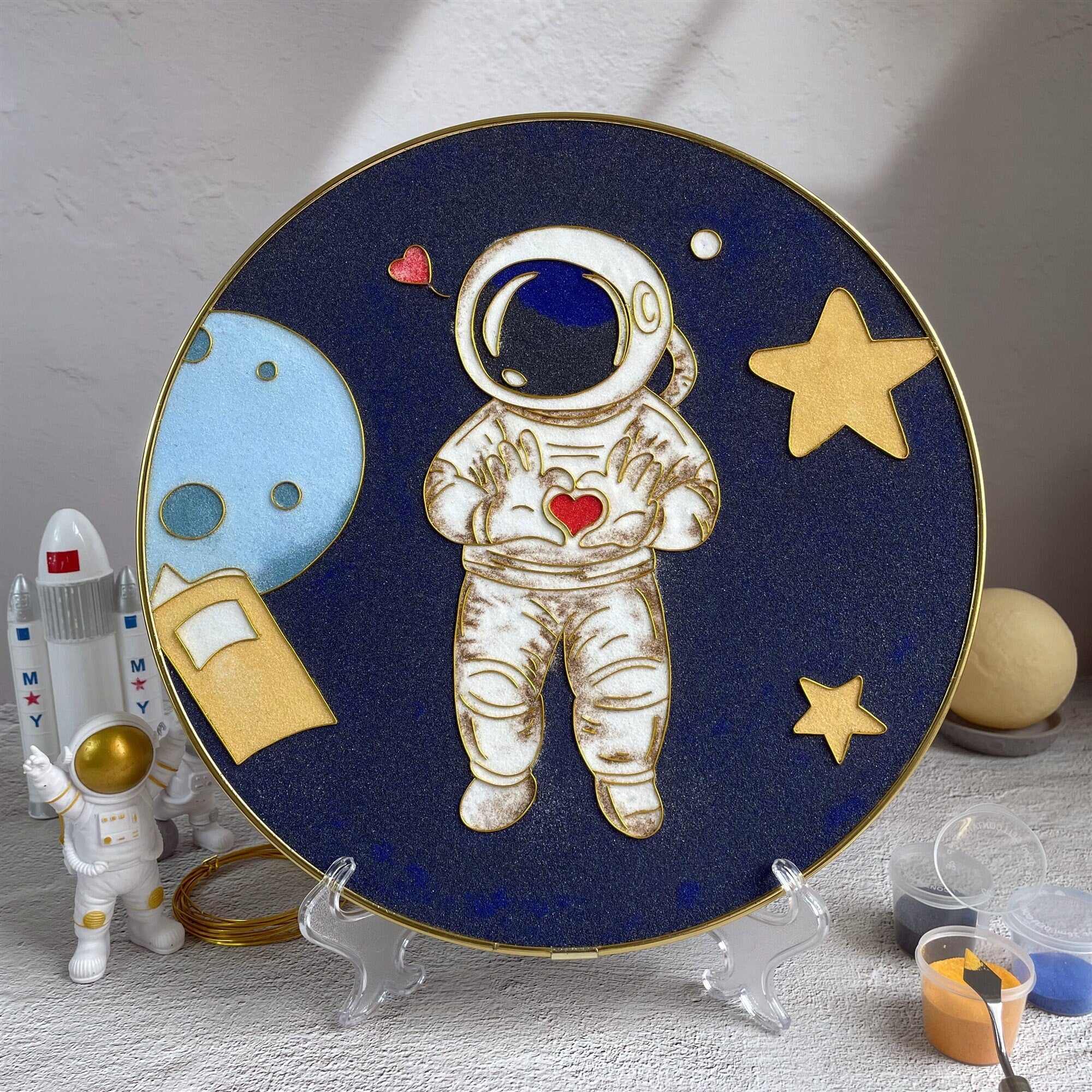 Flying Astronaut, DIY Cloisonne Filigree Enamel Painting Kit, with Tutorial& All Tools