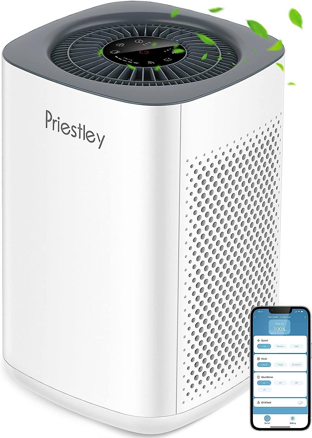 Air Purifiers for Home Large Room Up to 1000 ft2, Smart WiFi Control, Removes 99.97% of Particles with H13 True HEPA Filter for 3-Stage Filtration,