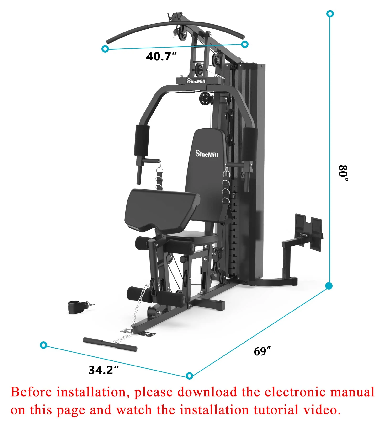 Appareil de musculation multifonctionnel SCM-1148L 148LB pour un entraînement complet du corps à domicile.
