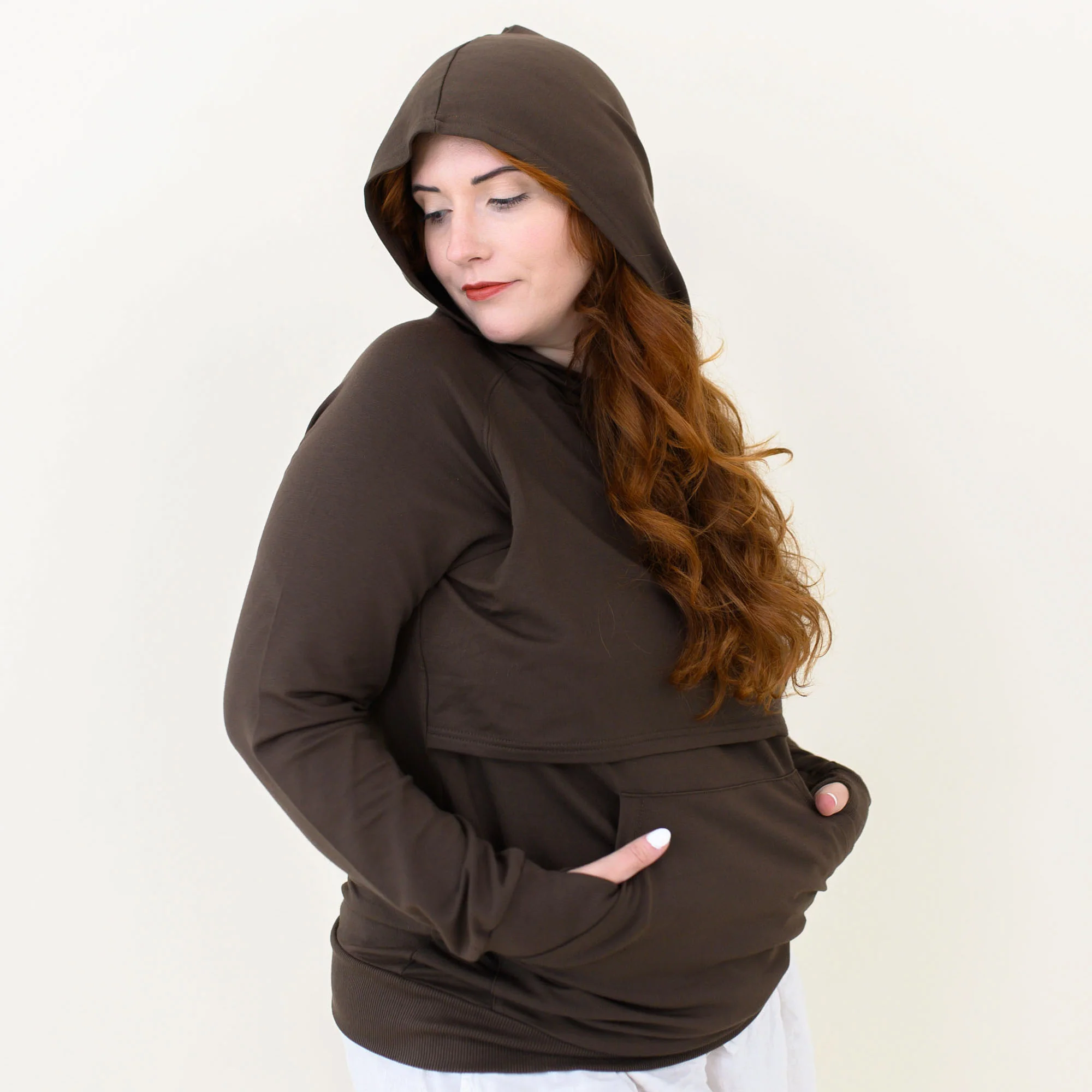 Women's French Terry Nursing Hoodie in Espresso