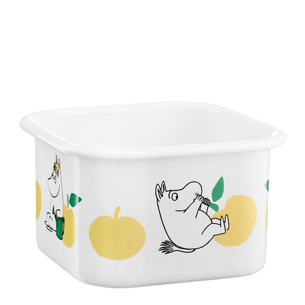 Mummi emaljeboks med lokk 1L gule epler