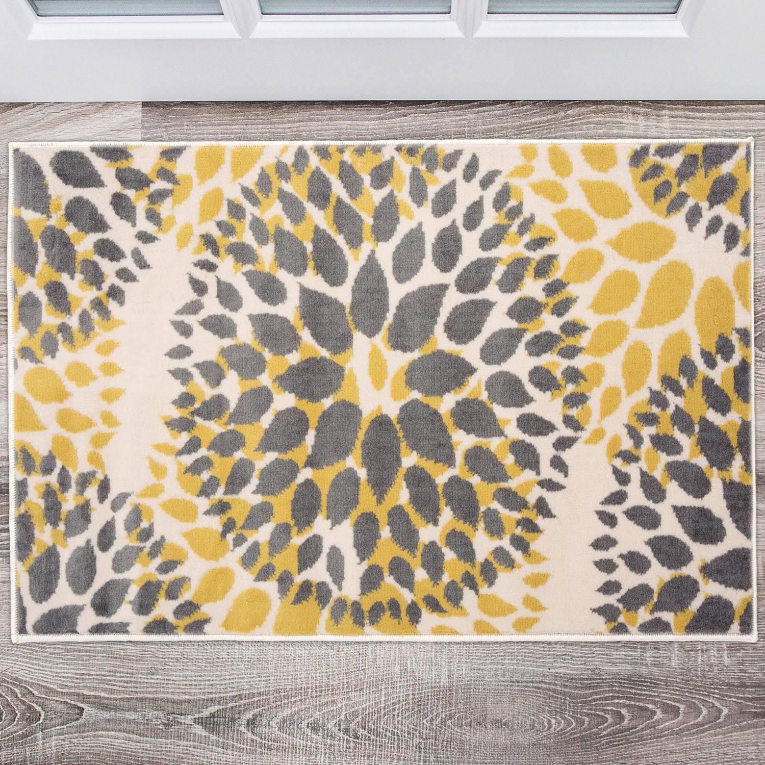 Modern Floral Circles Area Rug - 2' x 3' - Yellow