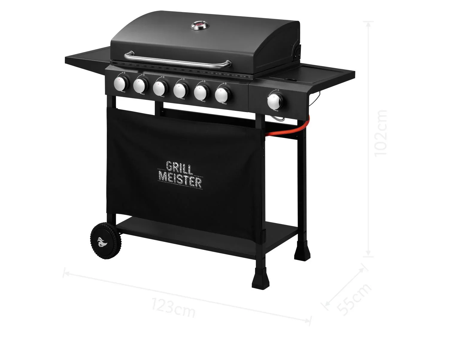 GRILLMEISTER Barbecue  gaz 6+1, 67 x 39 cm, 18 kW