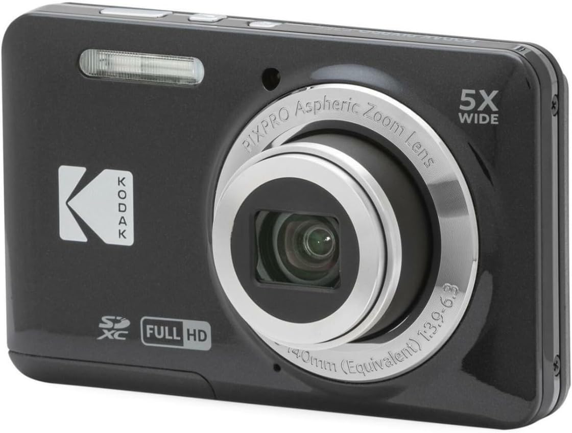 Kodak PIXPRO Friendly Zoom FZ55 Digital Camera (Black) Bundle with 32GB SD Card  Camera Case  and Battery Travel Charger (4 Items)